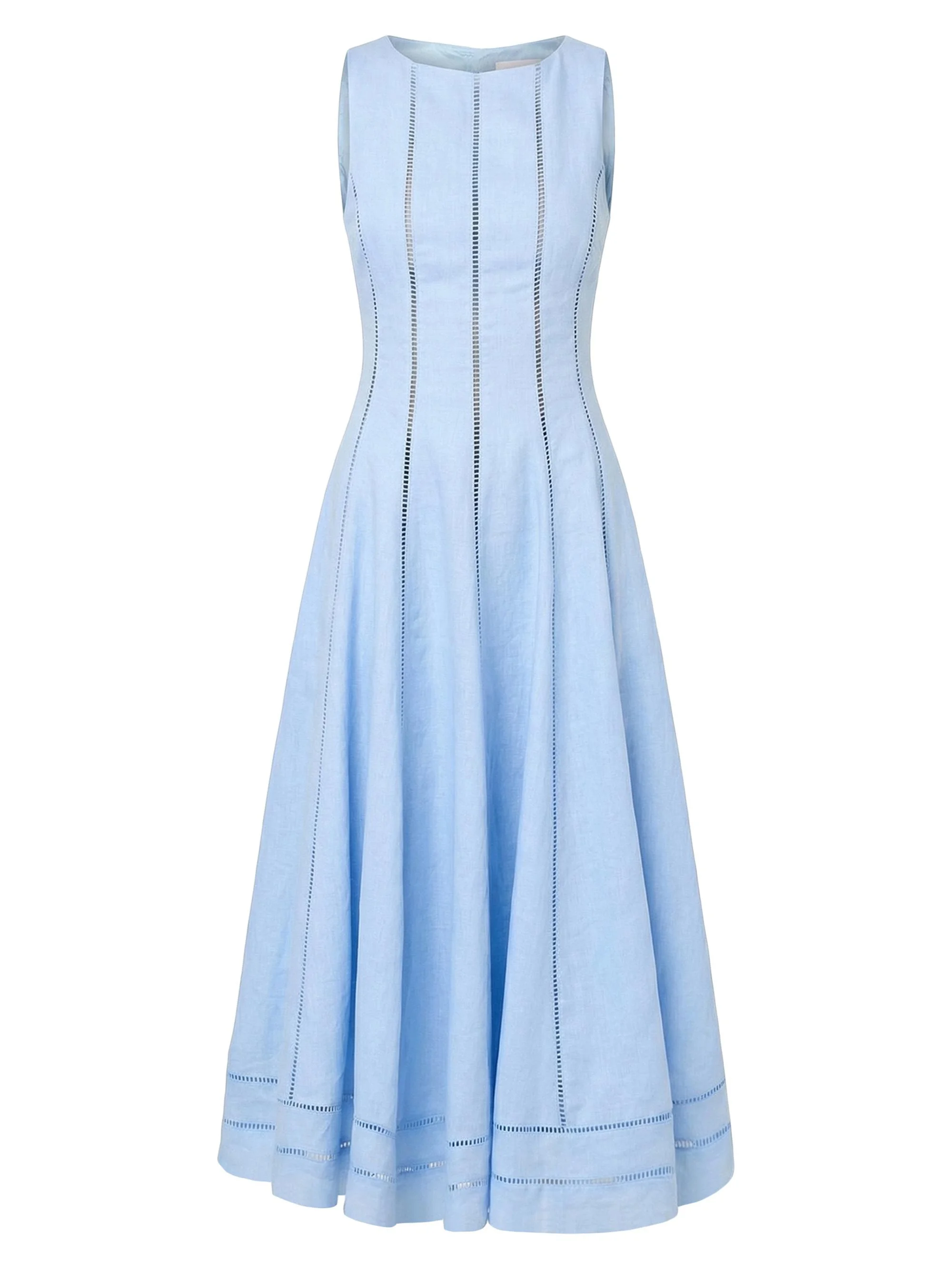 Women's Lark Linen Lattice-Trim Midi-Dress - Sky - 1