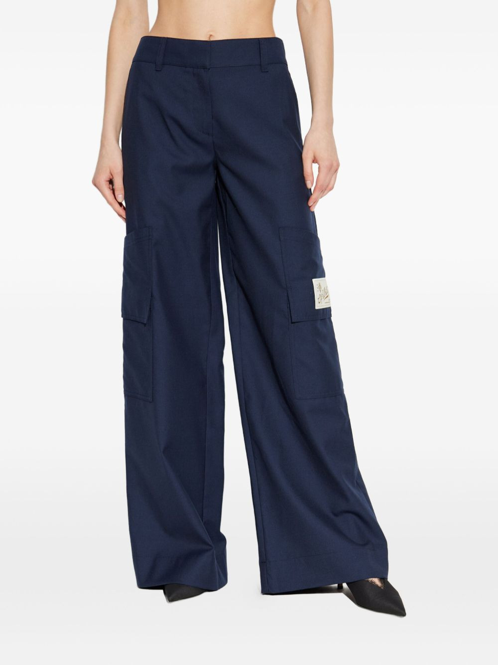 patch-pocket wide-leg trousers - 3
