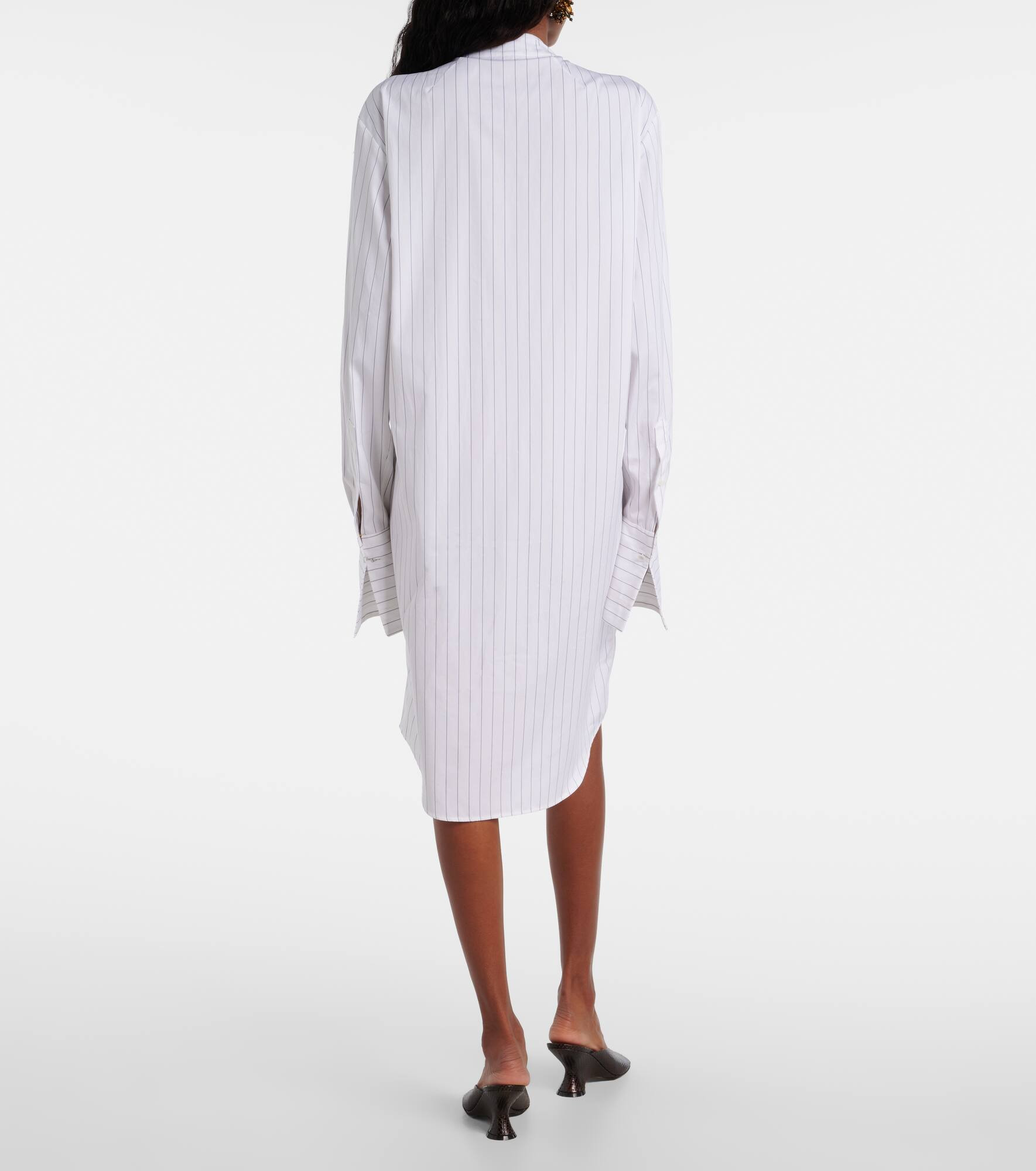 Striped tie-neck cotton minidress - 3