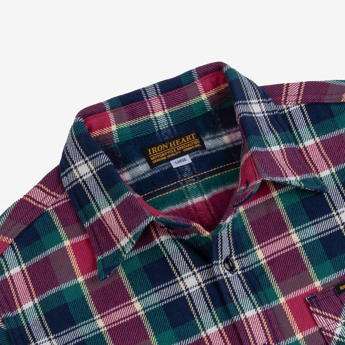 Ultra Heavy Flannel Crazy Check Work Shirt - Navy - 7
