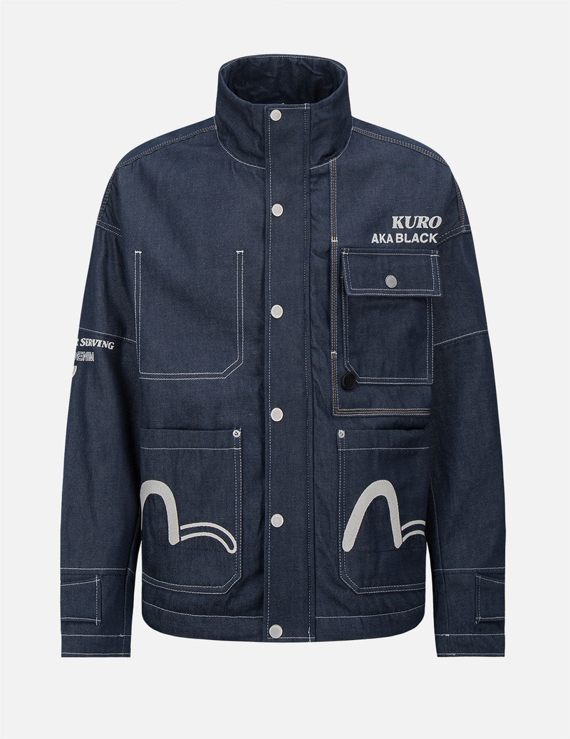 Contrast Stitching Padded Denim Worker Jacket 1