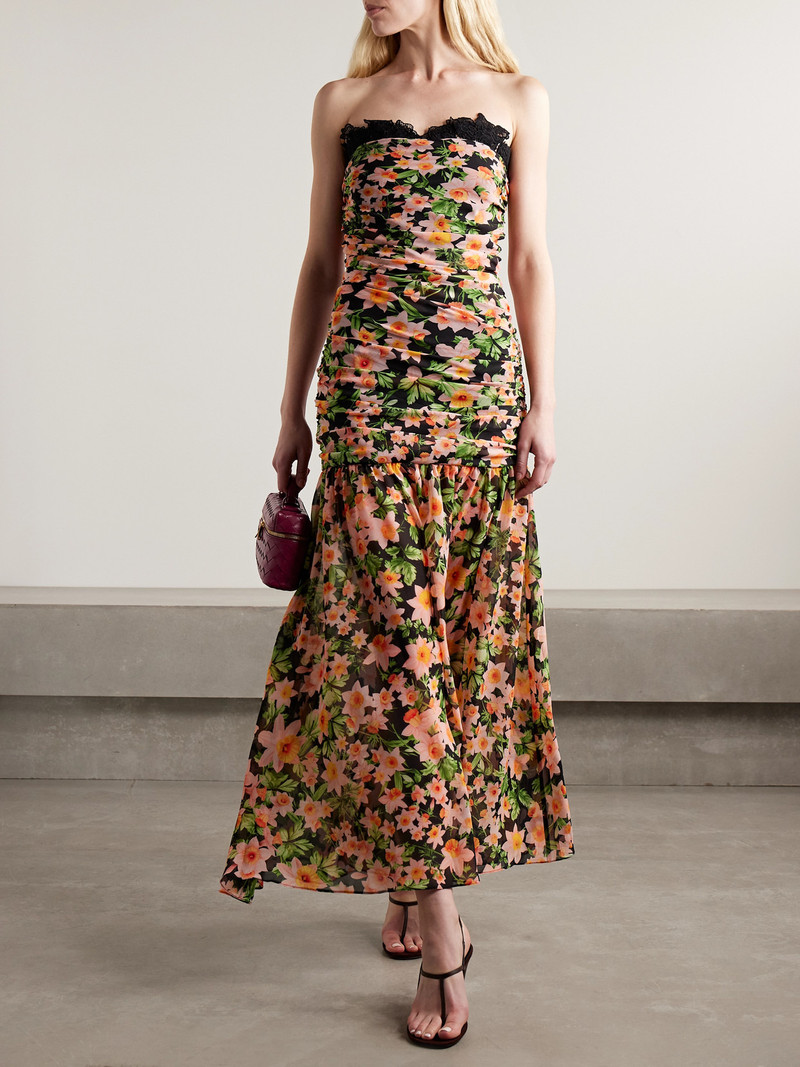 KIKA VARGAS Viola Lace-trimmed Floral-print Chiffon Midi Dress outlook