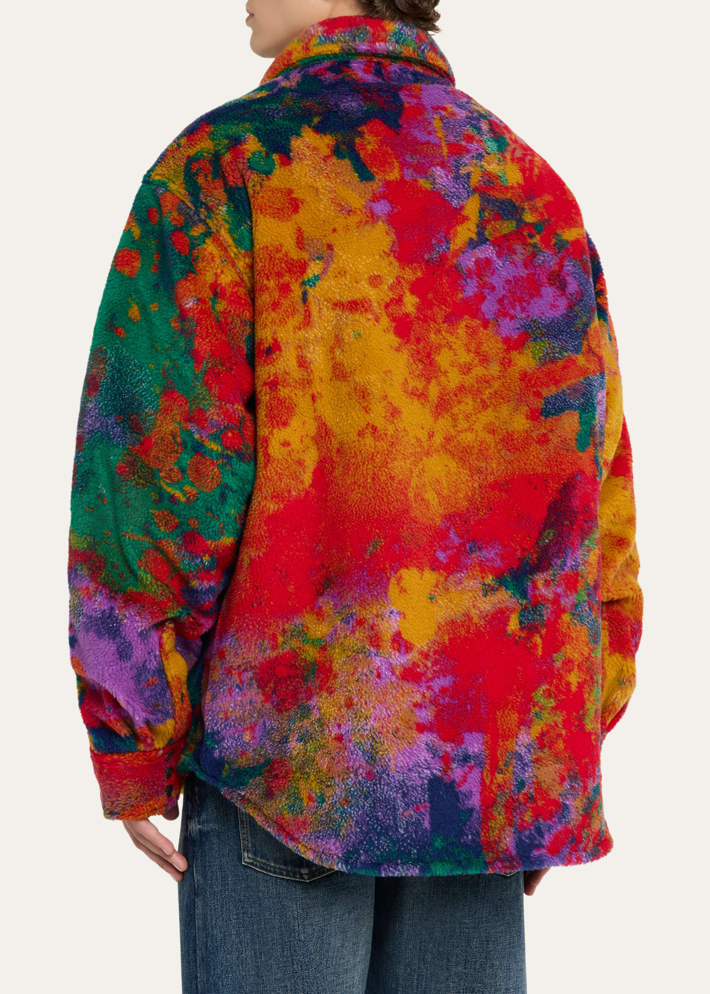 Men's Multicolor Sherpa Oversized Trucker Jacket - 3