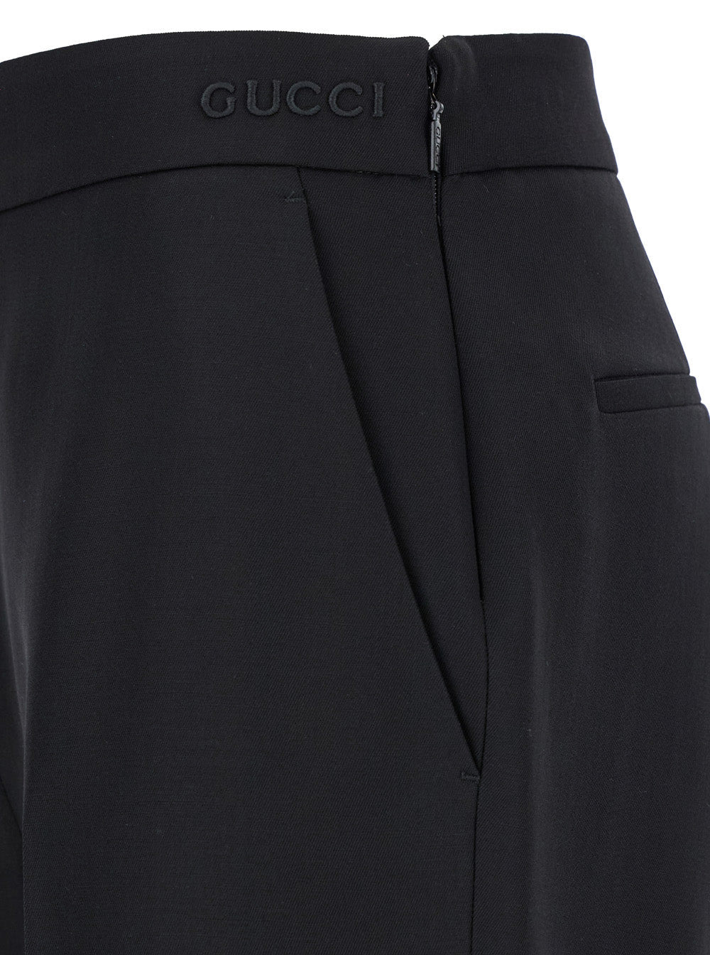 Gucci Women Black Flared Pants With Pences In Wool Woman - 3