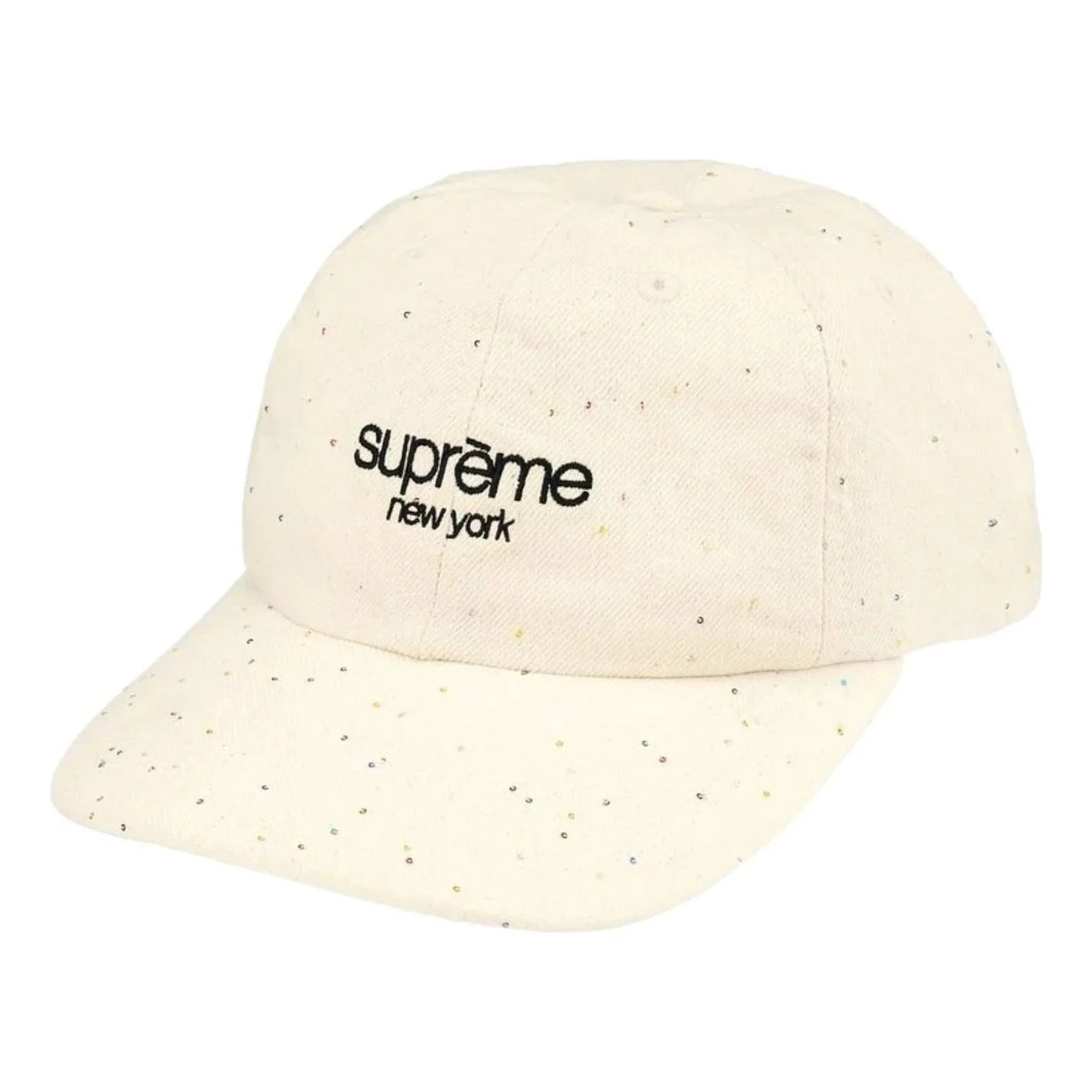 Supreme SS26 Sequin Denim Classic Logo 6-Panel 'Natural' SUP-SS26-1065-WHT - 1