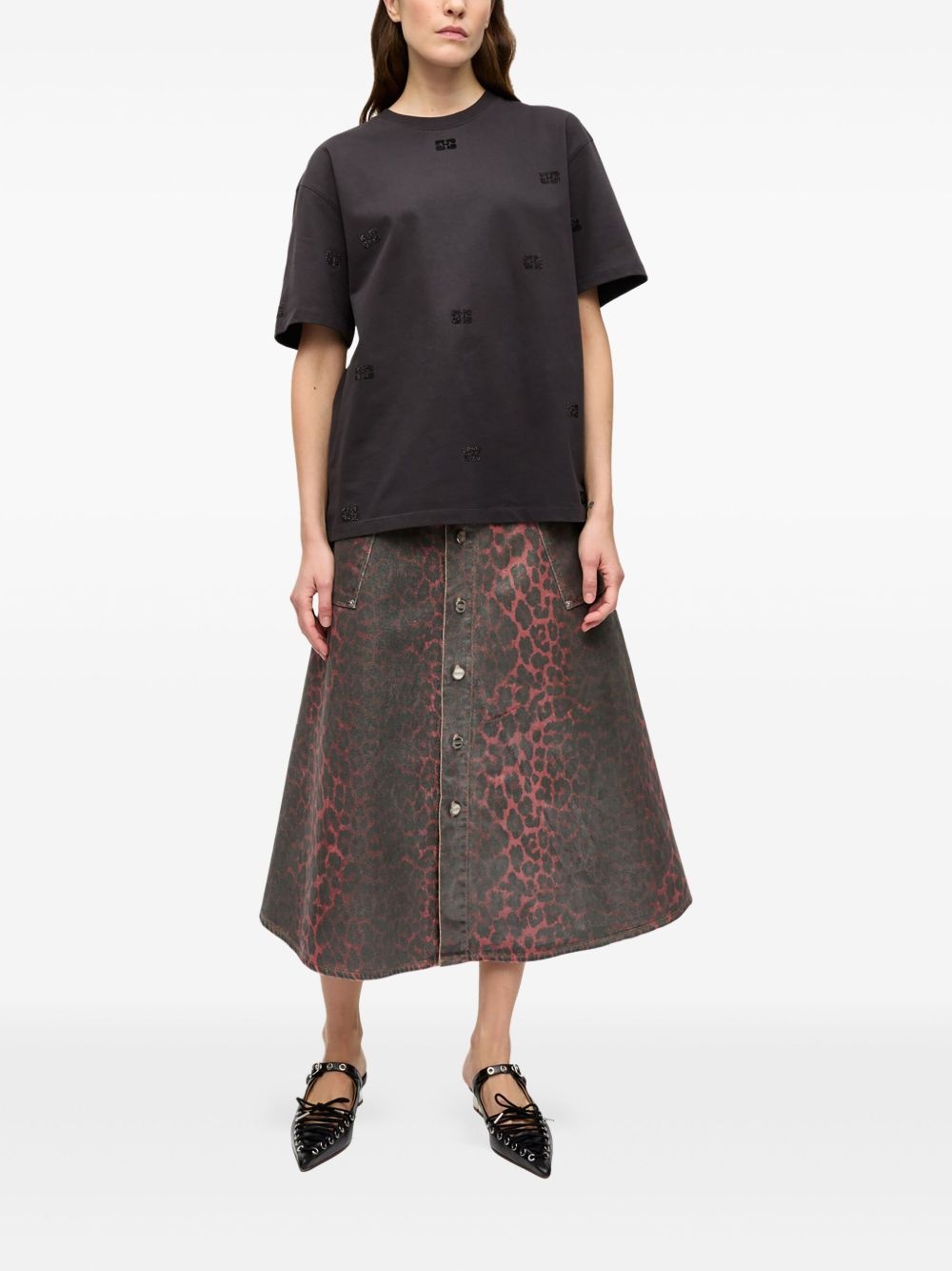 leopard-print midi skirt - 2