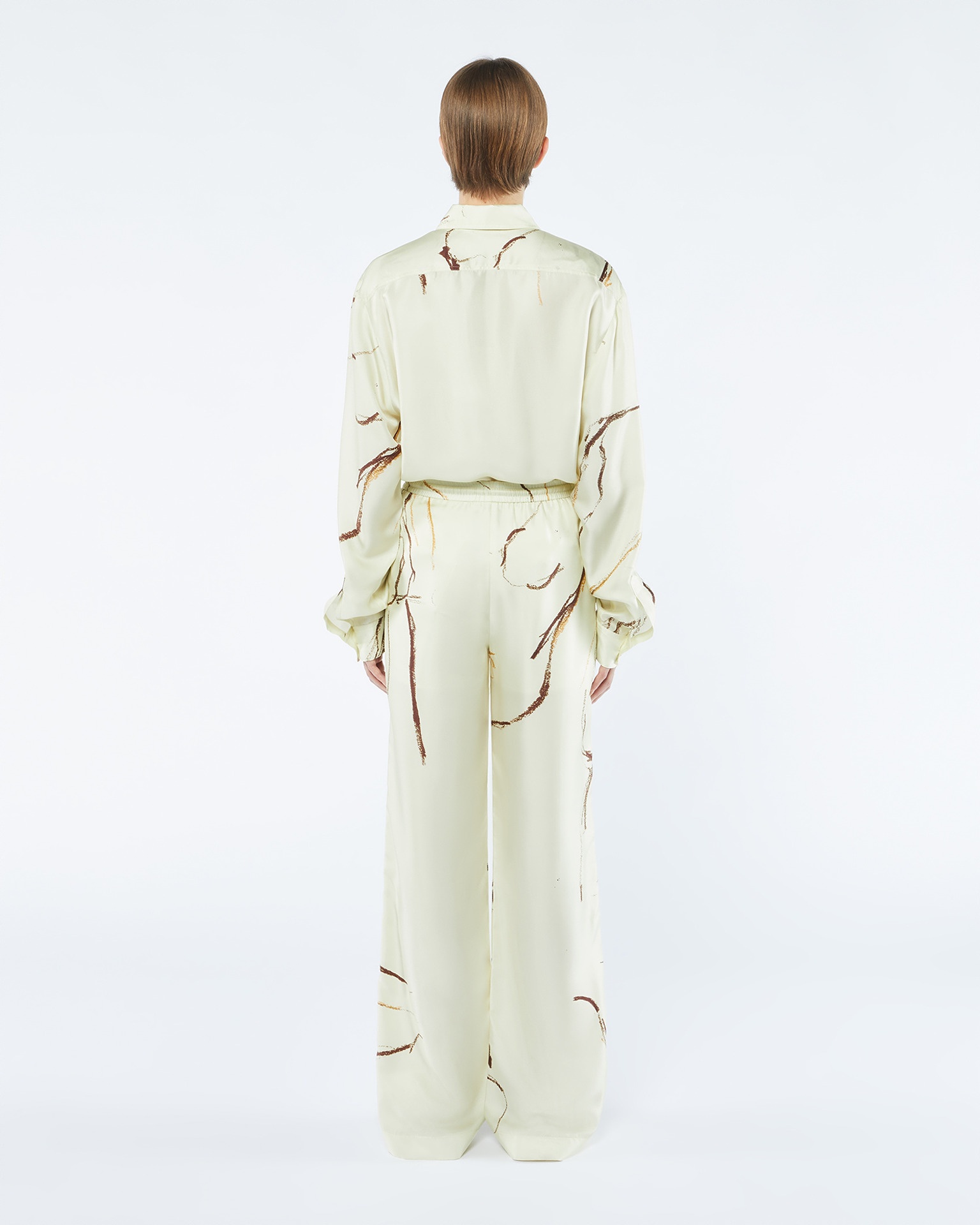 JARINE - Printed twill silk pants - Line drawing - 5