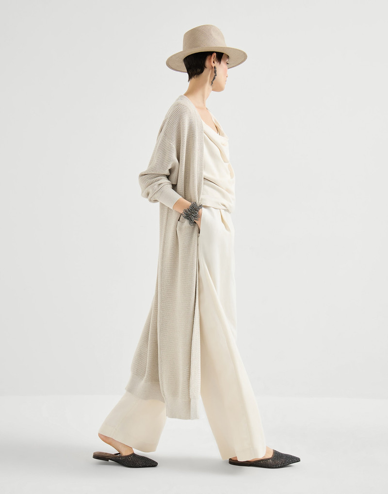 Cotton sparkling net long cardigan 5