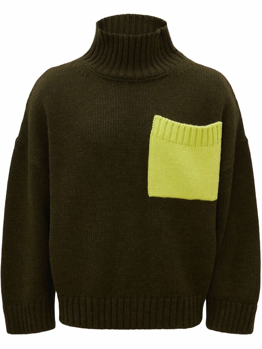 contrast-pocket roll-neck jumper - 1