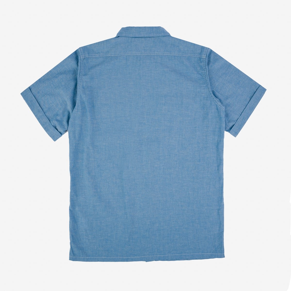 IHSH-388-BLU 4oz Selvedge Short Sleeved Summer Shirt - Blue - 5