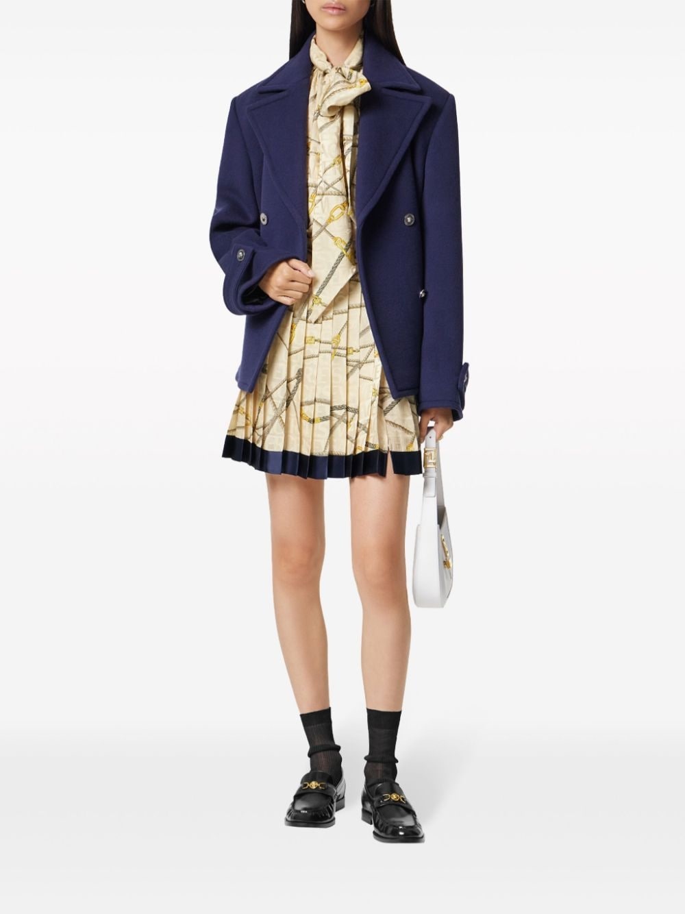 logo-print silk pleated skirt - 2