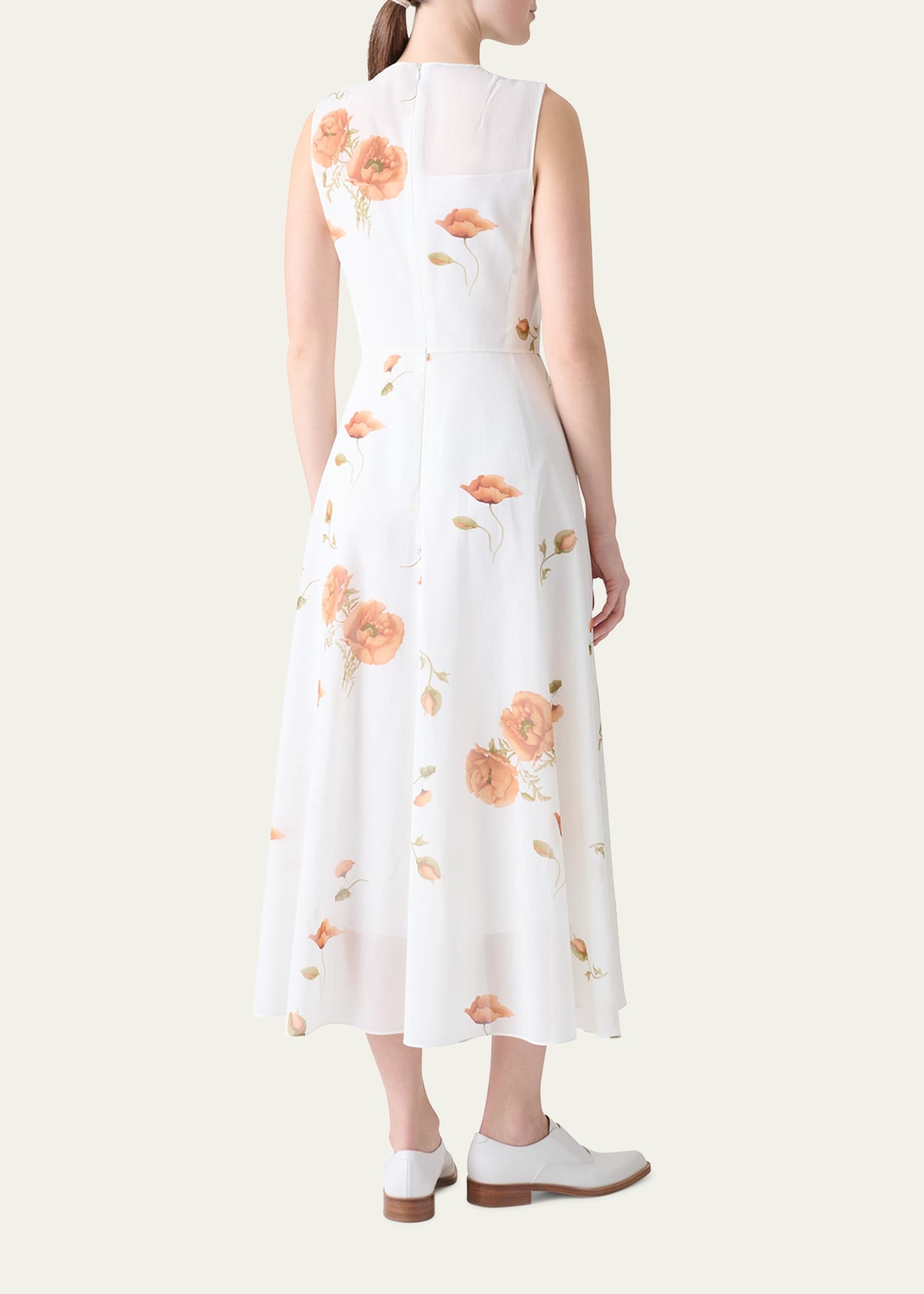 Anemone Print Belted Fit-and-Flare Voile Dress - 3