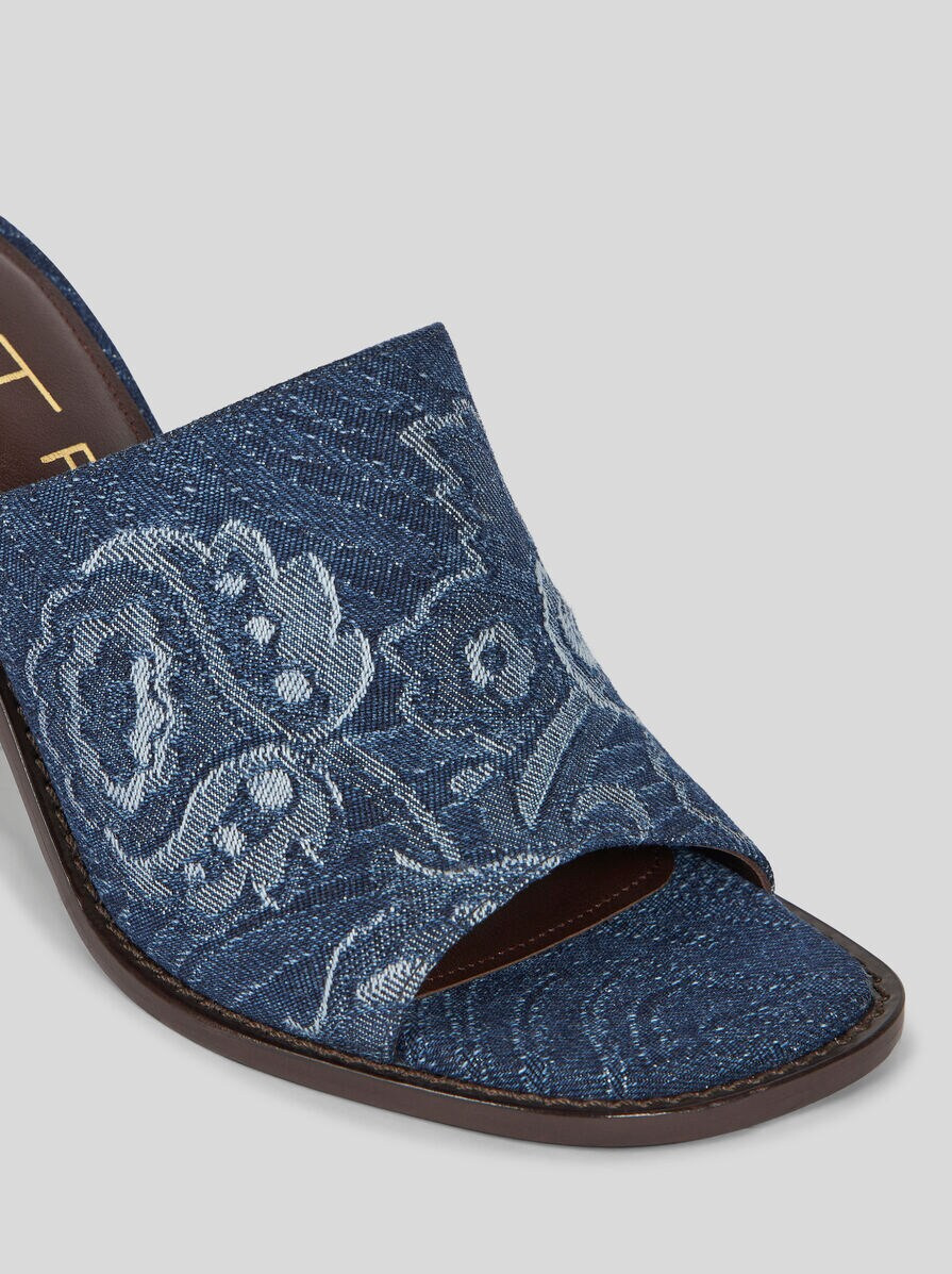 JACQUARD DENIM MULES - 4