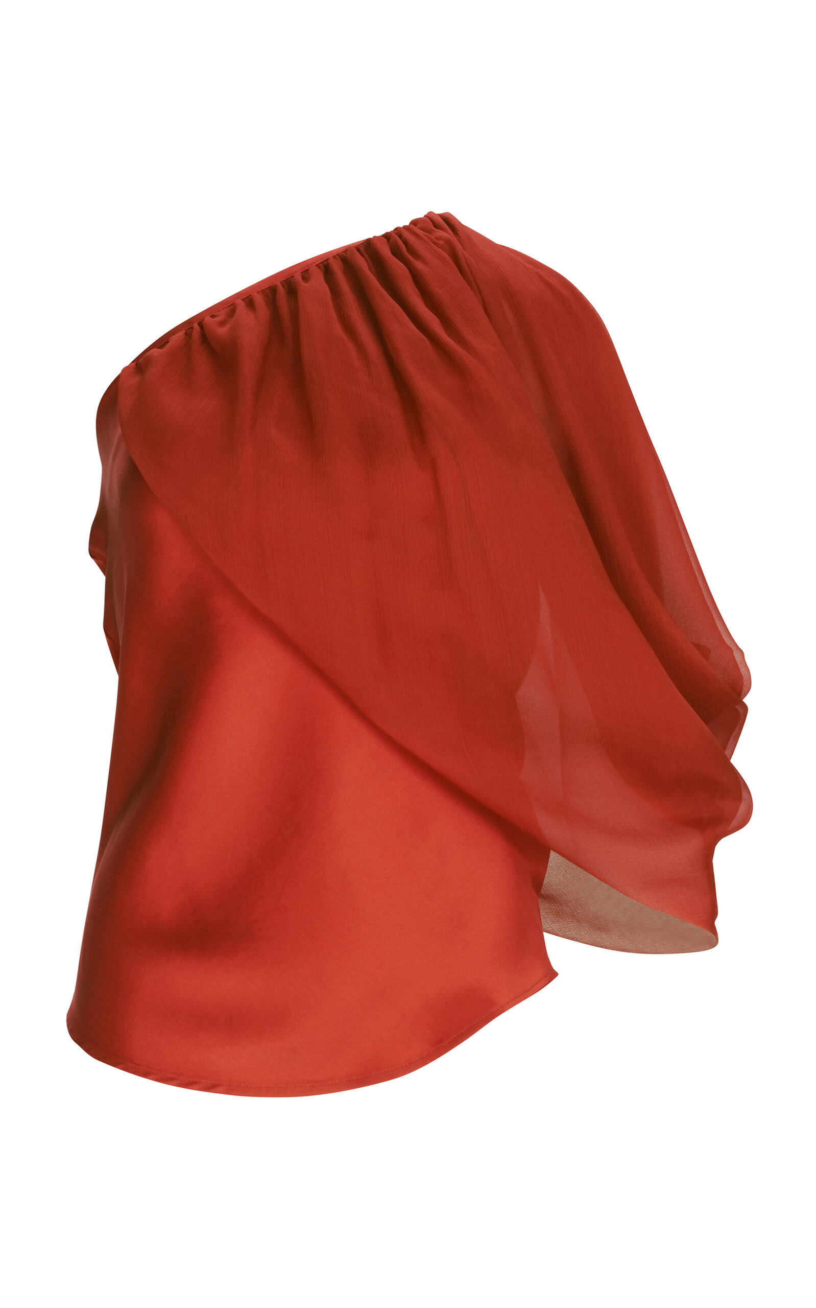 Adil Asymmetric Stretch-Silk Blouse orange - 1
