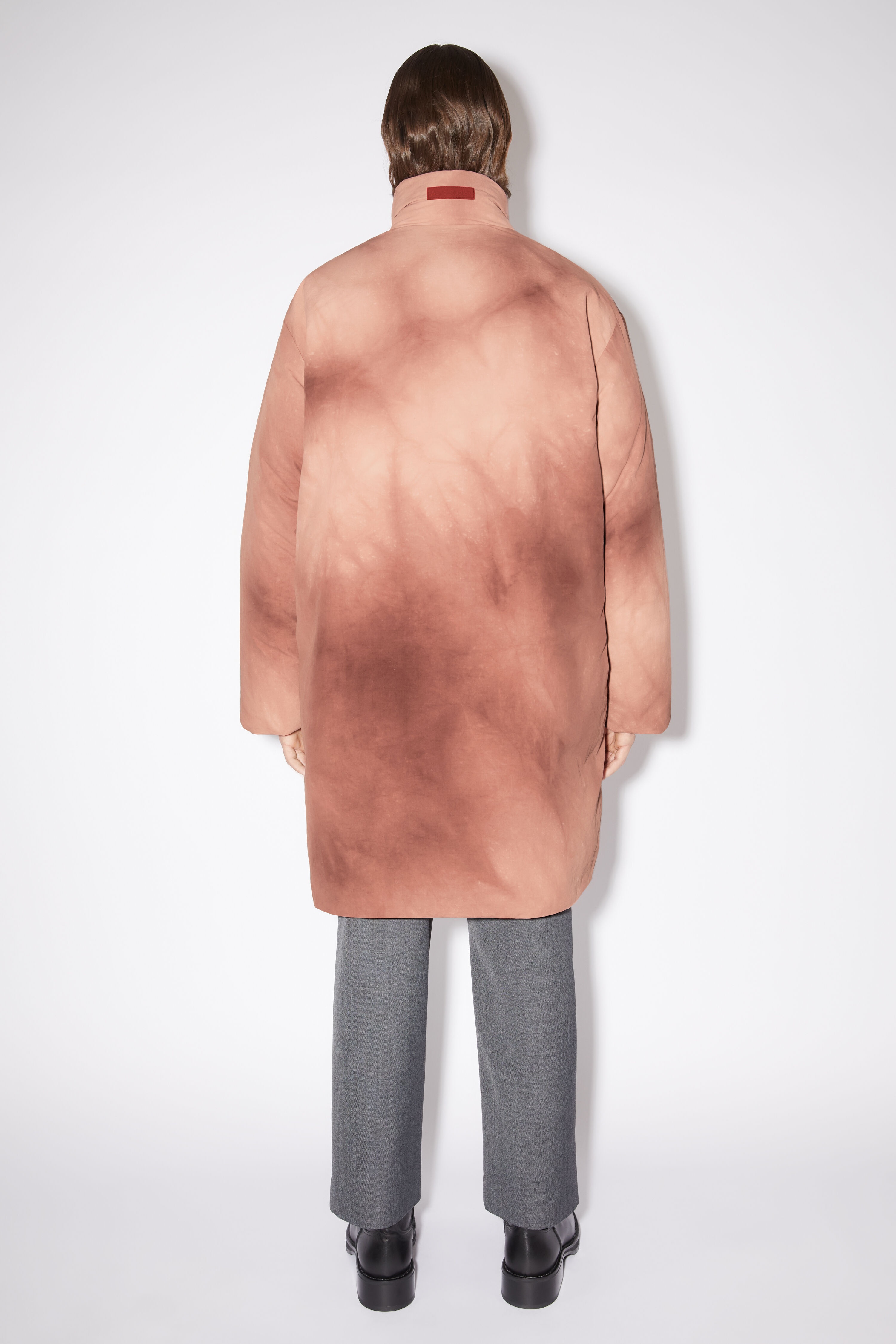 Dyed puffer coat - Rust red - 3