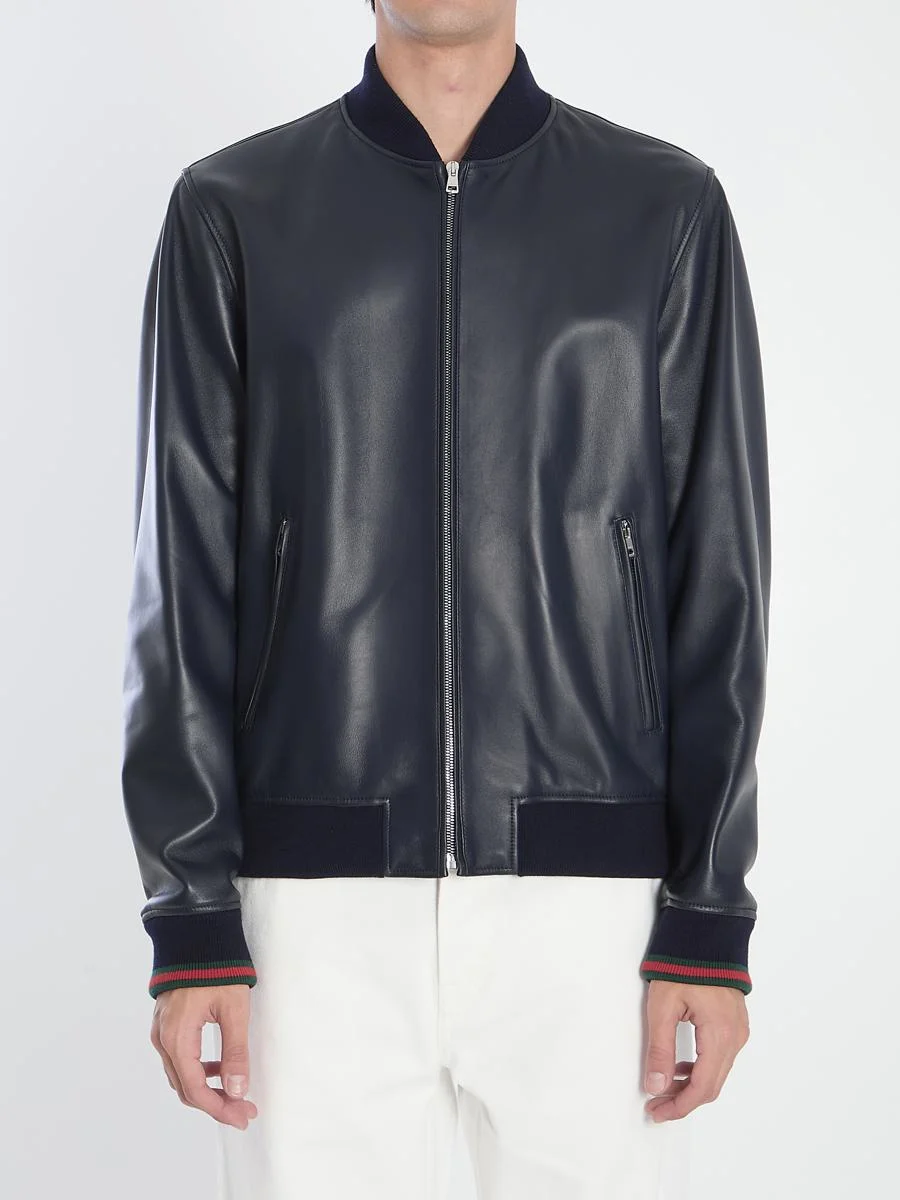 Gucci Web Bomber Leather Jacket - 1