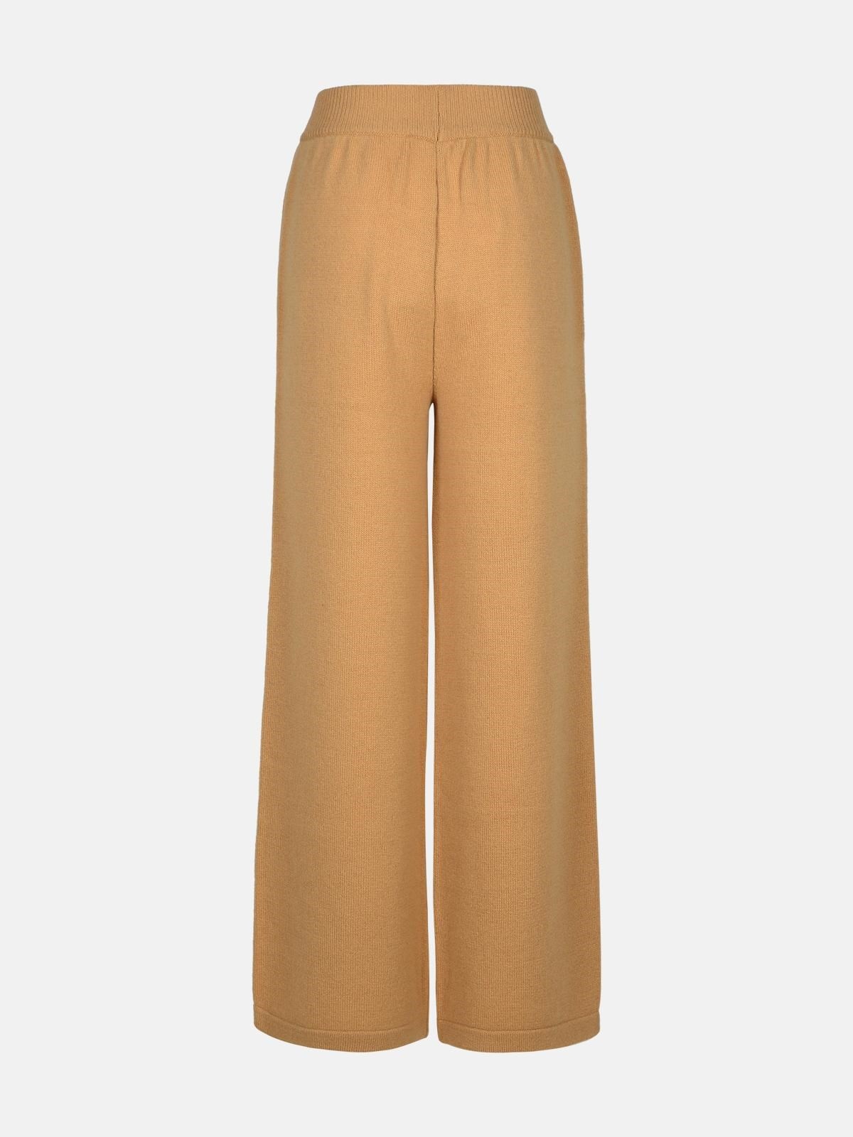 BEIGE CASHMERE BLEND TROUSERS - 3