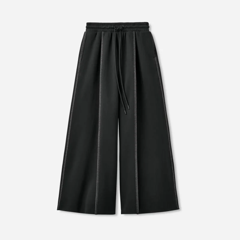 ® Women's Classic Wide Leg Pant Cotton Blend Bottoms in Black - 1