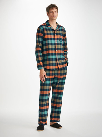 Derek Rose Men's Modern Fit Pyjamas Kelburn 40 Brushed Cotton Multi outlook