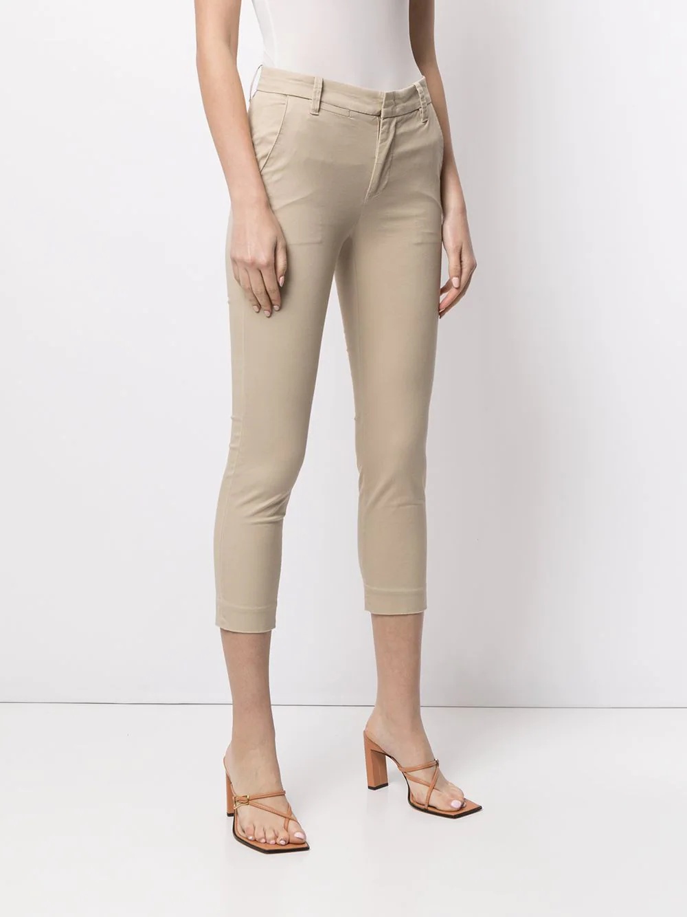 cropped stretch-cotton trousers - 3
