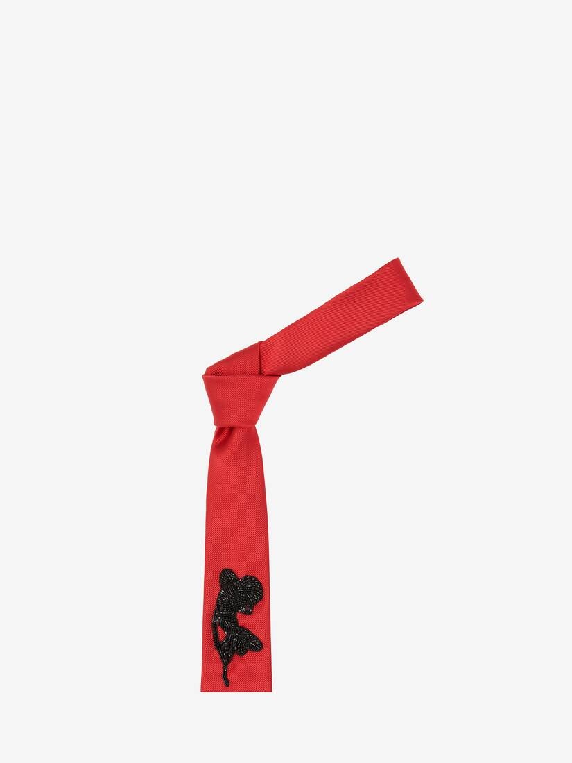 Men's Orchid Embroidery Tie in Red/black - 2
