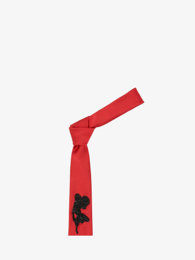 Alexander McQueen Men's Orchid Embroidery Tie in Red/black outlook