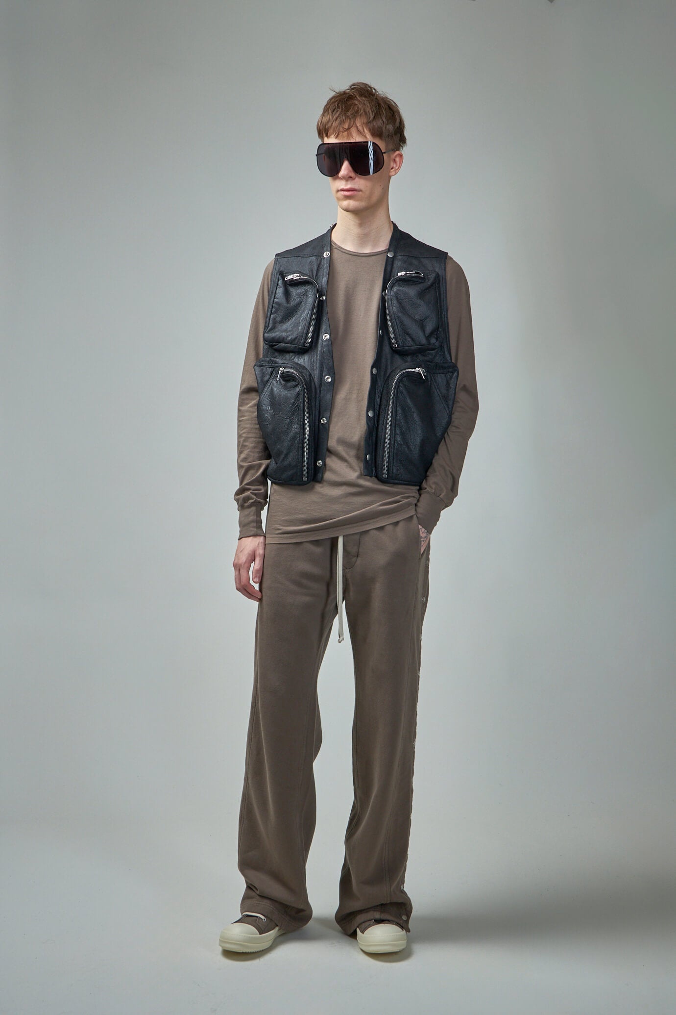 RICK OWENS DARKSHDW カットソー LEVEL LS Rick Owens DRKSHDW Level Long Sleeve T-Shirt in Anthracite