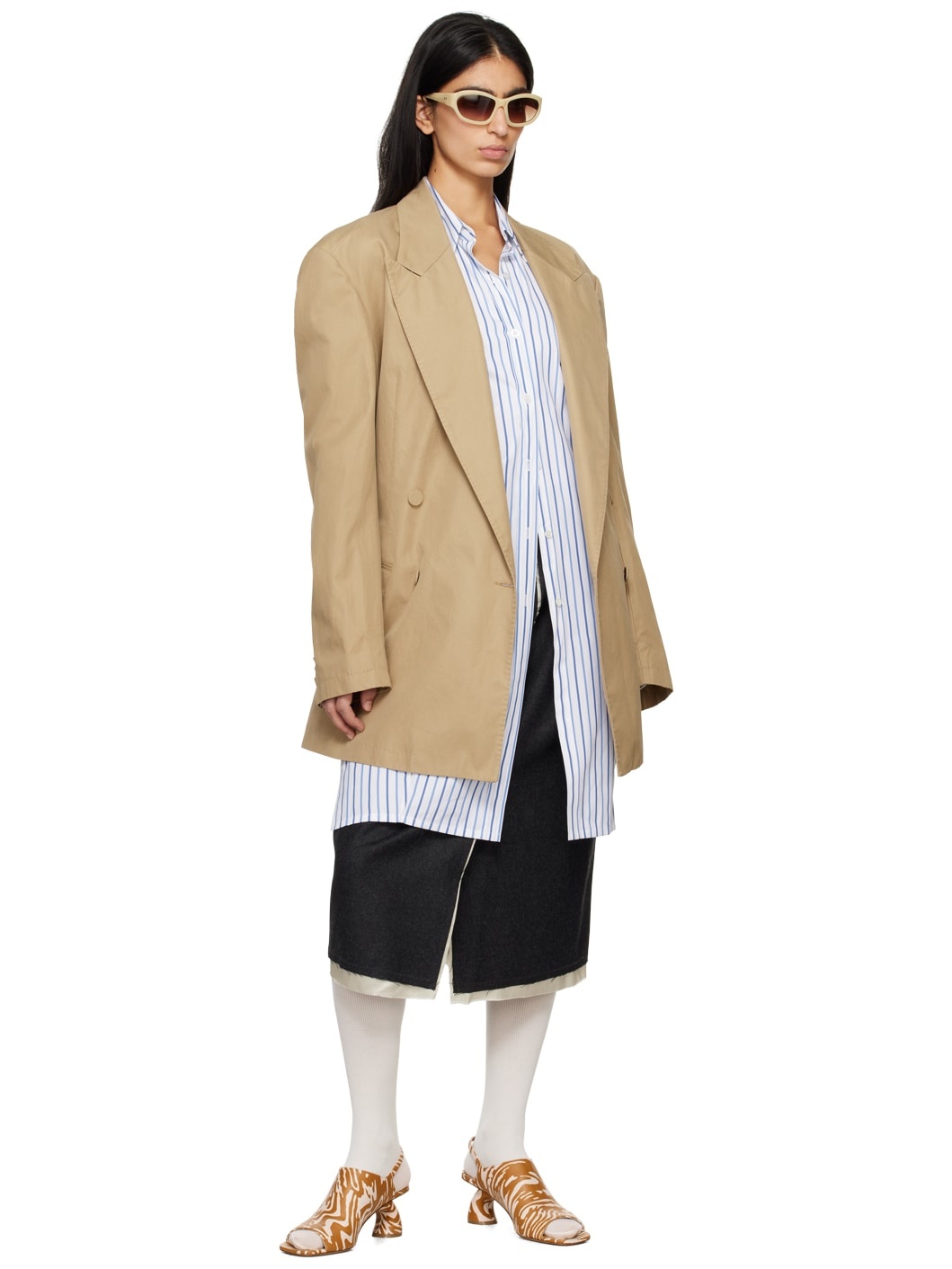 Beige Oversized Blazer - 4