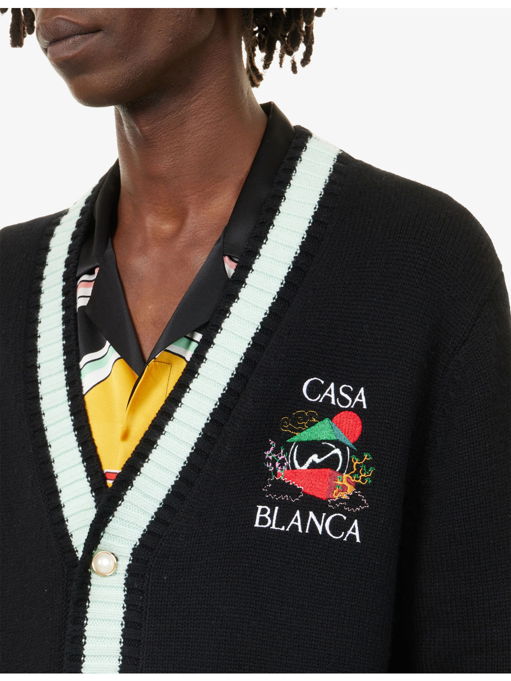 Relaxed-Fit Embroidered-Logo Wool-Knit Cardigan - 5