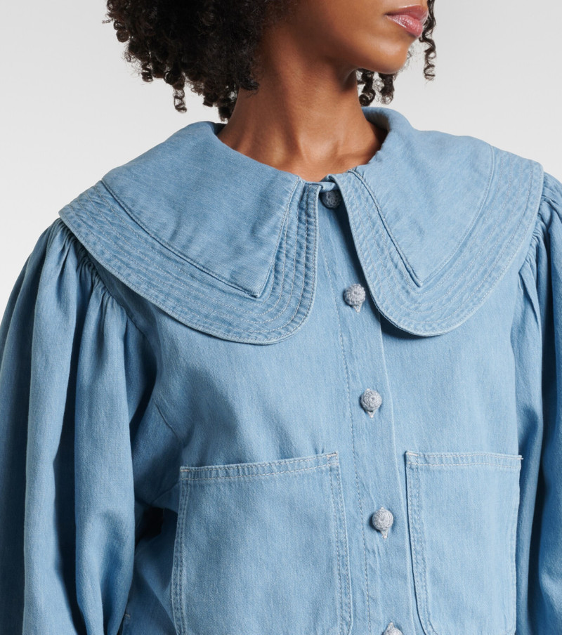 Puff-sleeve denim shirt 4