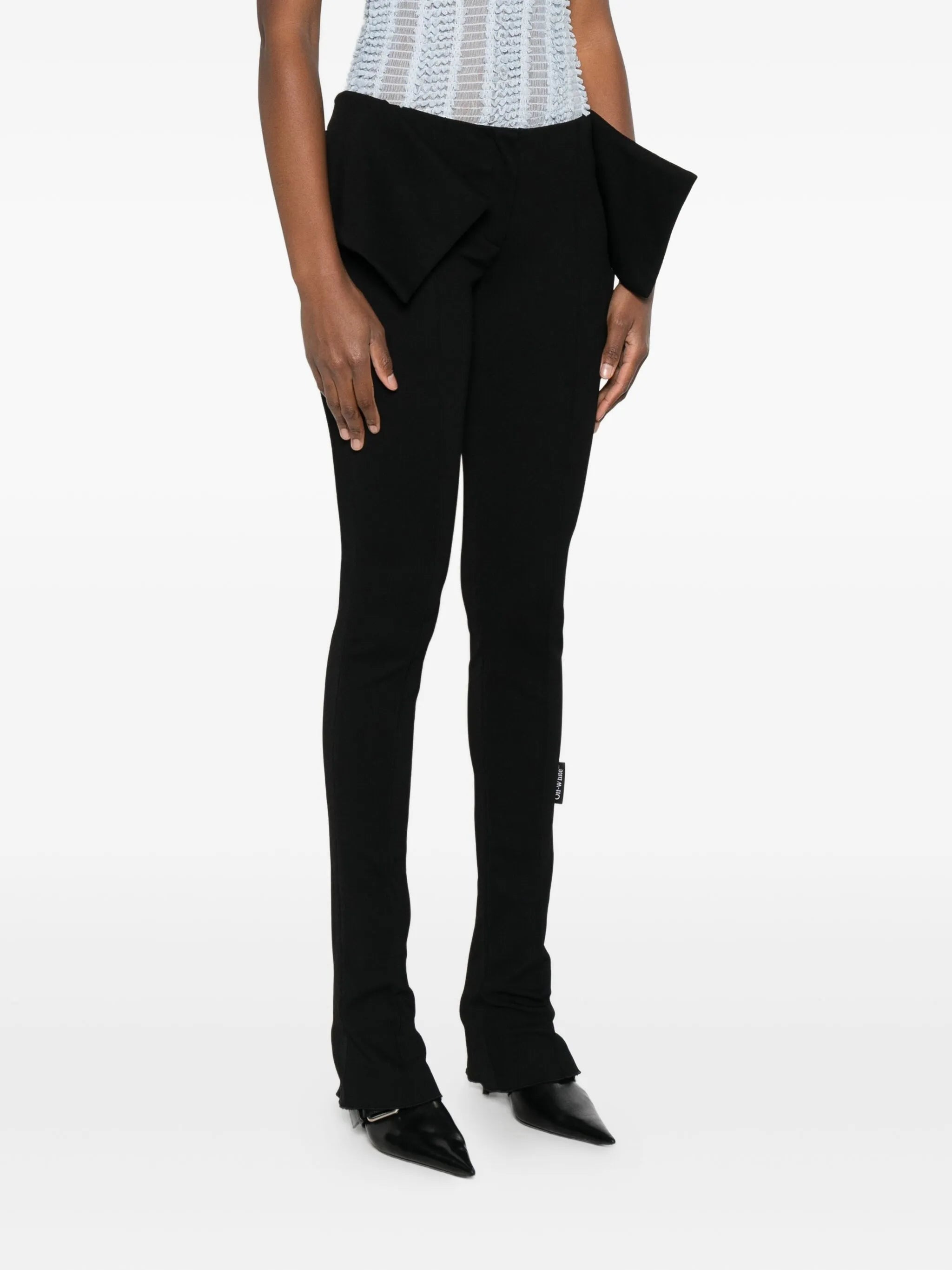 Off-white Flared-leg Ruffled Trousers - 5