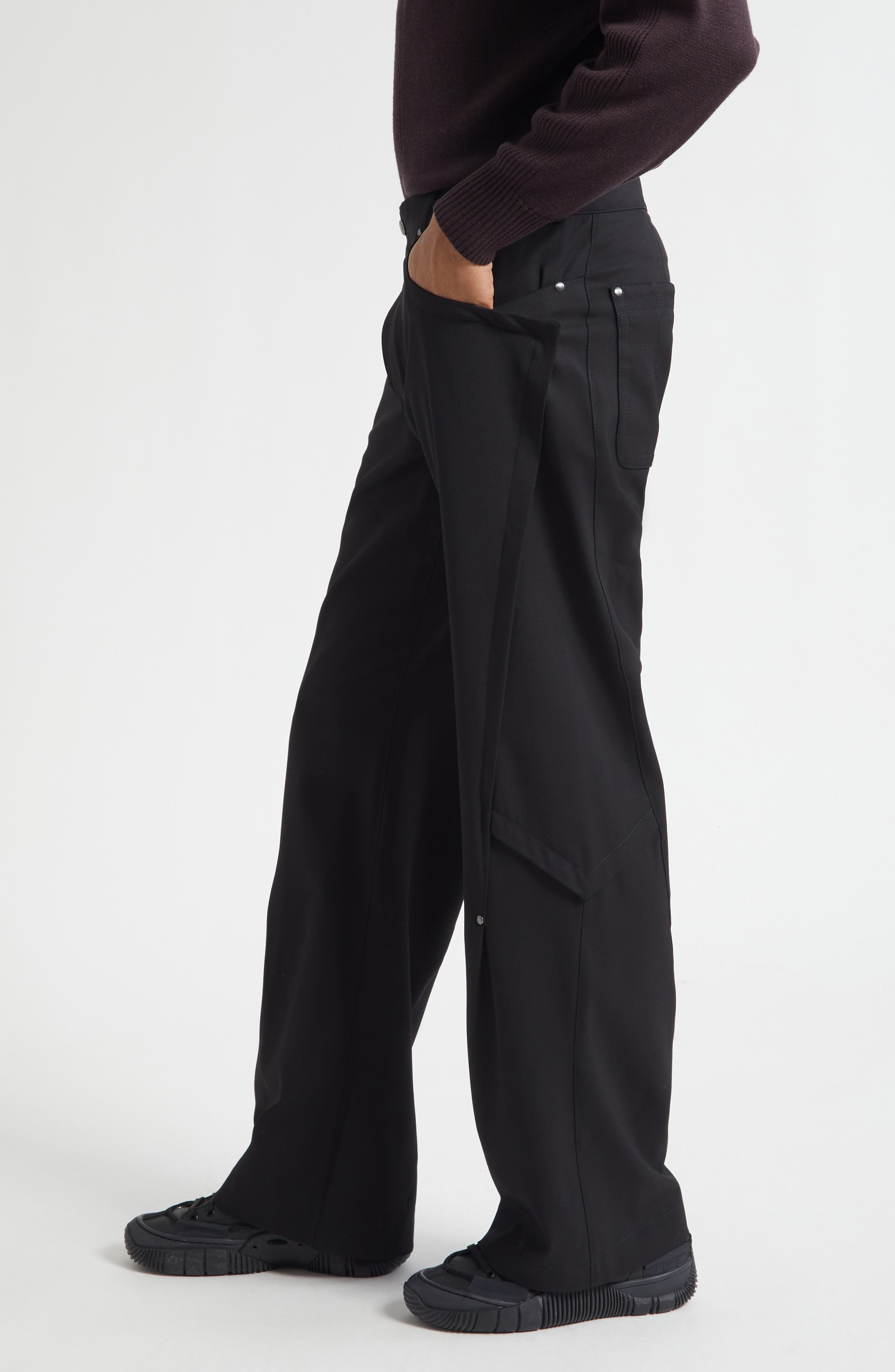 KIKO KOSTADINOV Kraner Stretch Virgin Wool Trousers in Crow Black at Nordstrom - 3