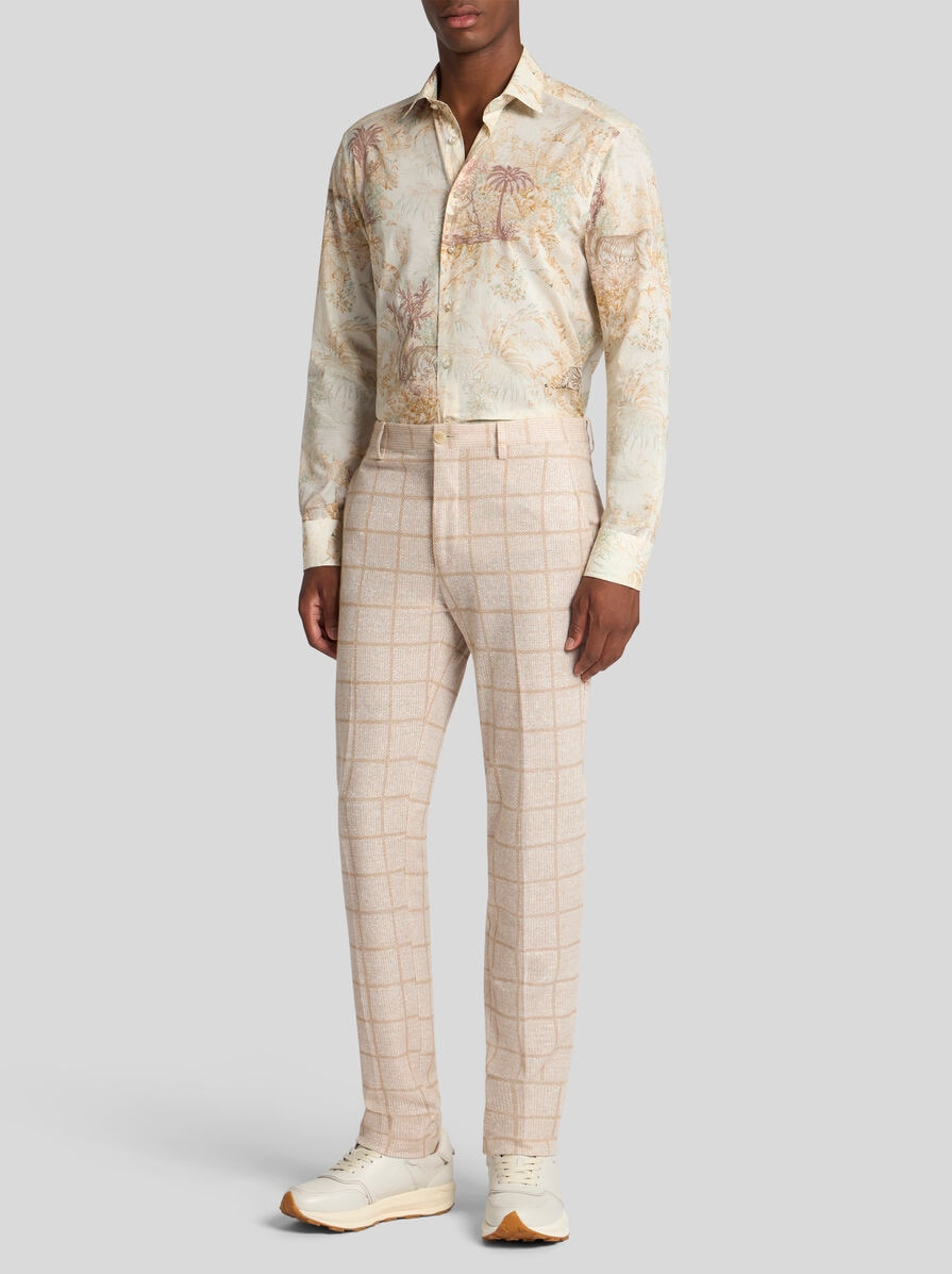 CHECK LINEN-BLEND TROUSERS - 3