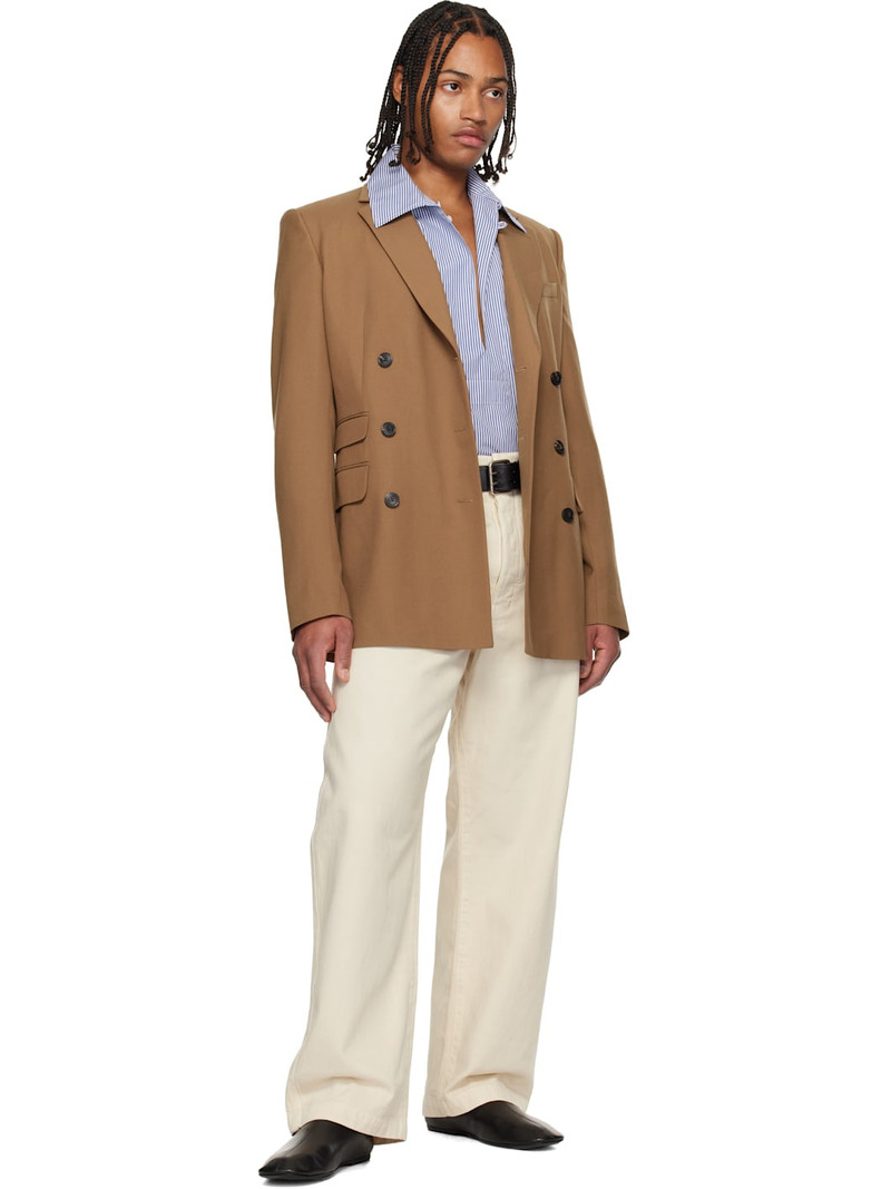 Dries Van Noten Tan Regular Fit Wool Blazer outlook