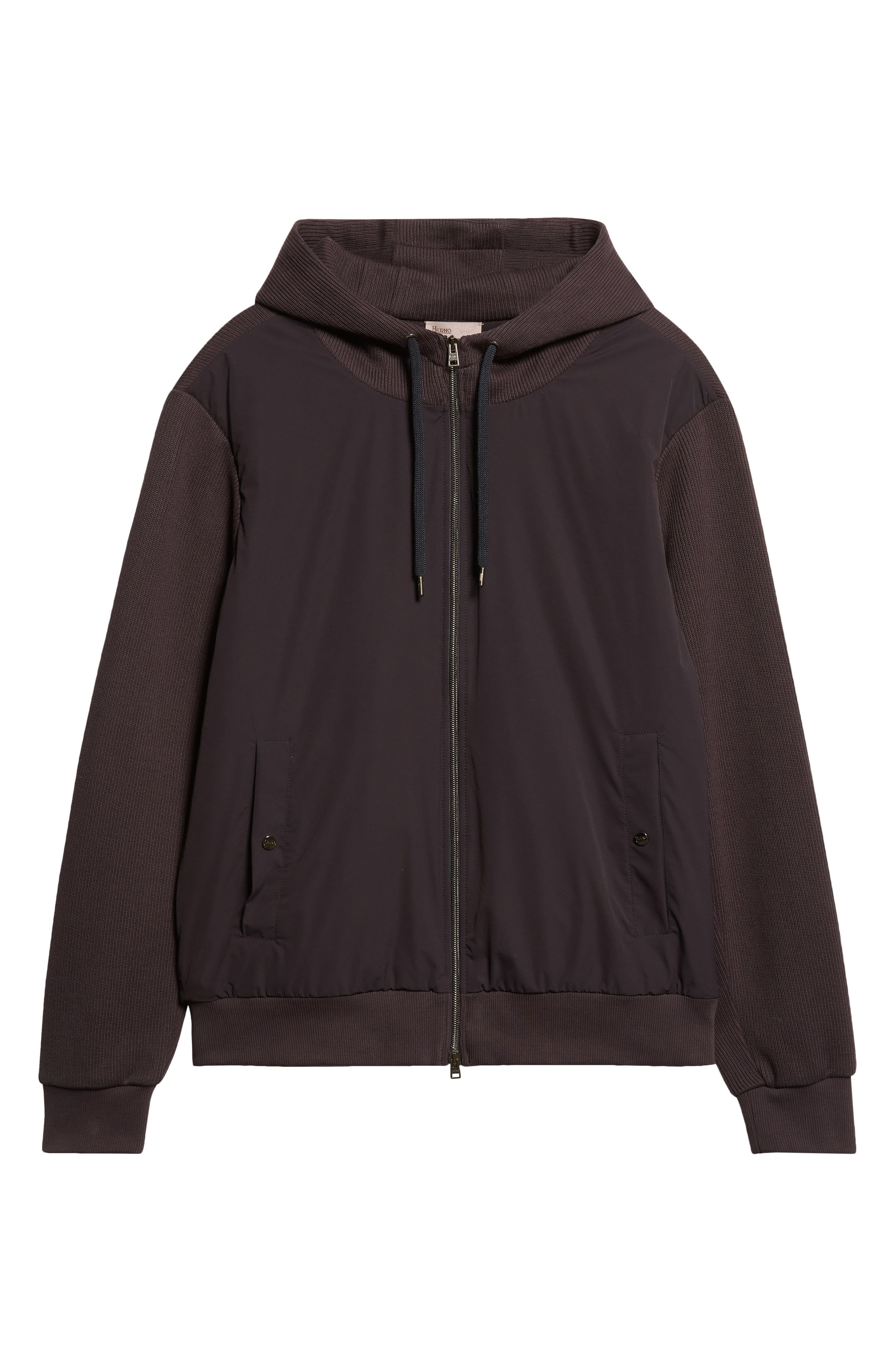 Herno Resort Interlock & Stretch Nylon Hooded Jacket in Blue Navy at Nordstrom - 7