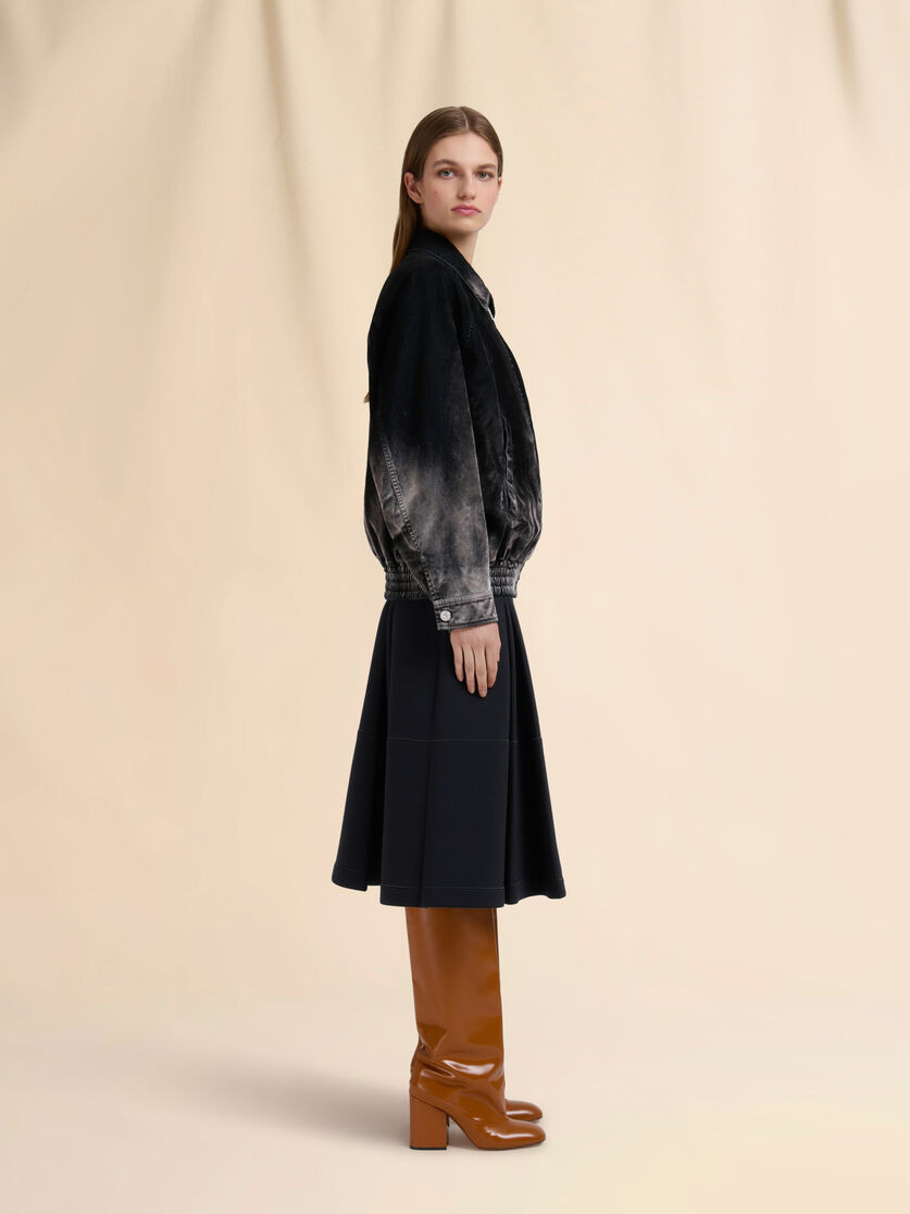 BLACK FLOCKED DENIM BOMBER JACKET - 6