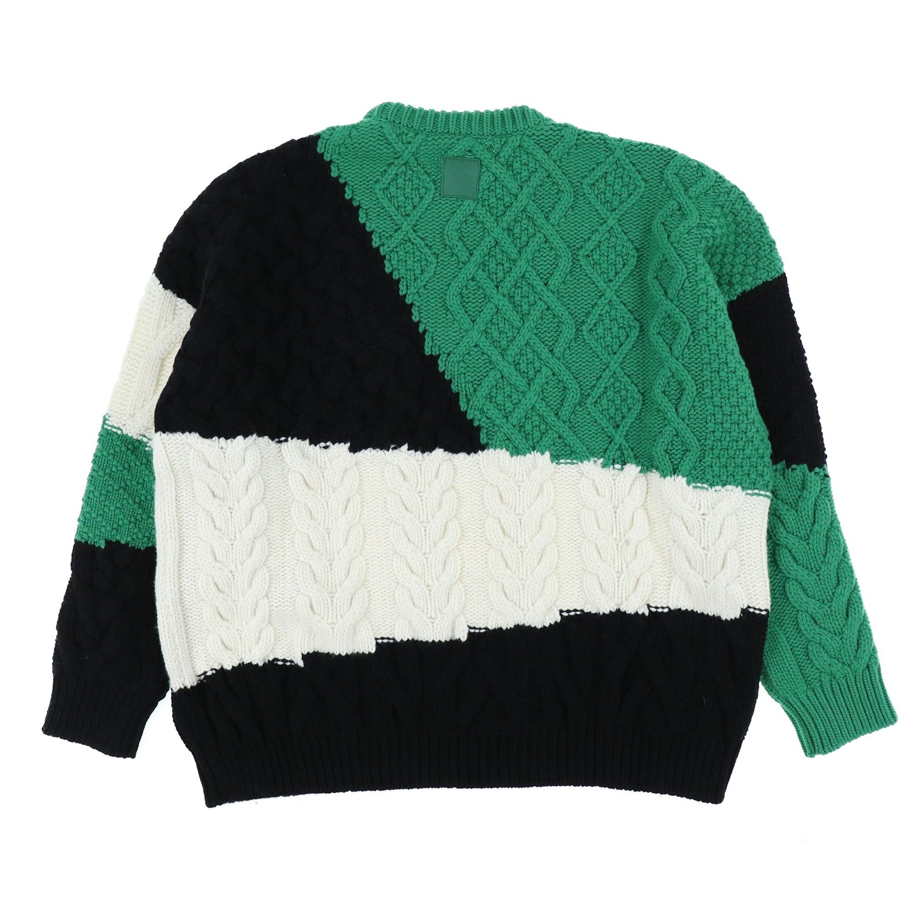 COLORBLOCK CABLE SWEATER / GRN/BLK/WHT - 2