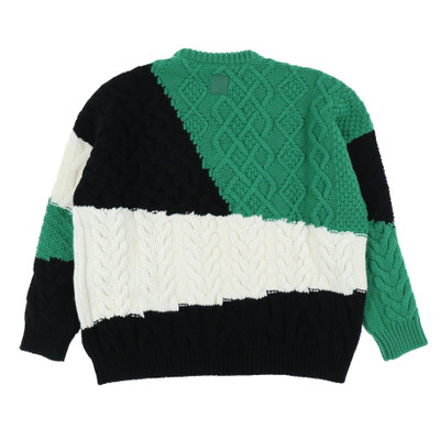 Loewe COLORBLOCK CABLE SWEATER / GRN/BLK/WHT outlook