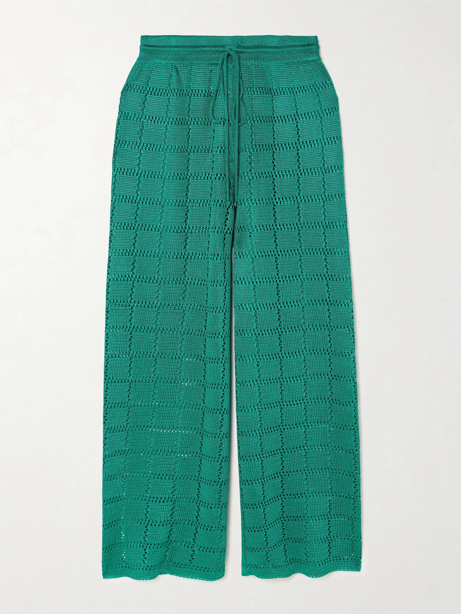 Crocheted wide-leg pants Green - 1
