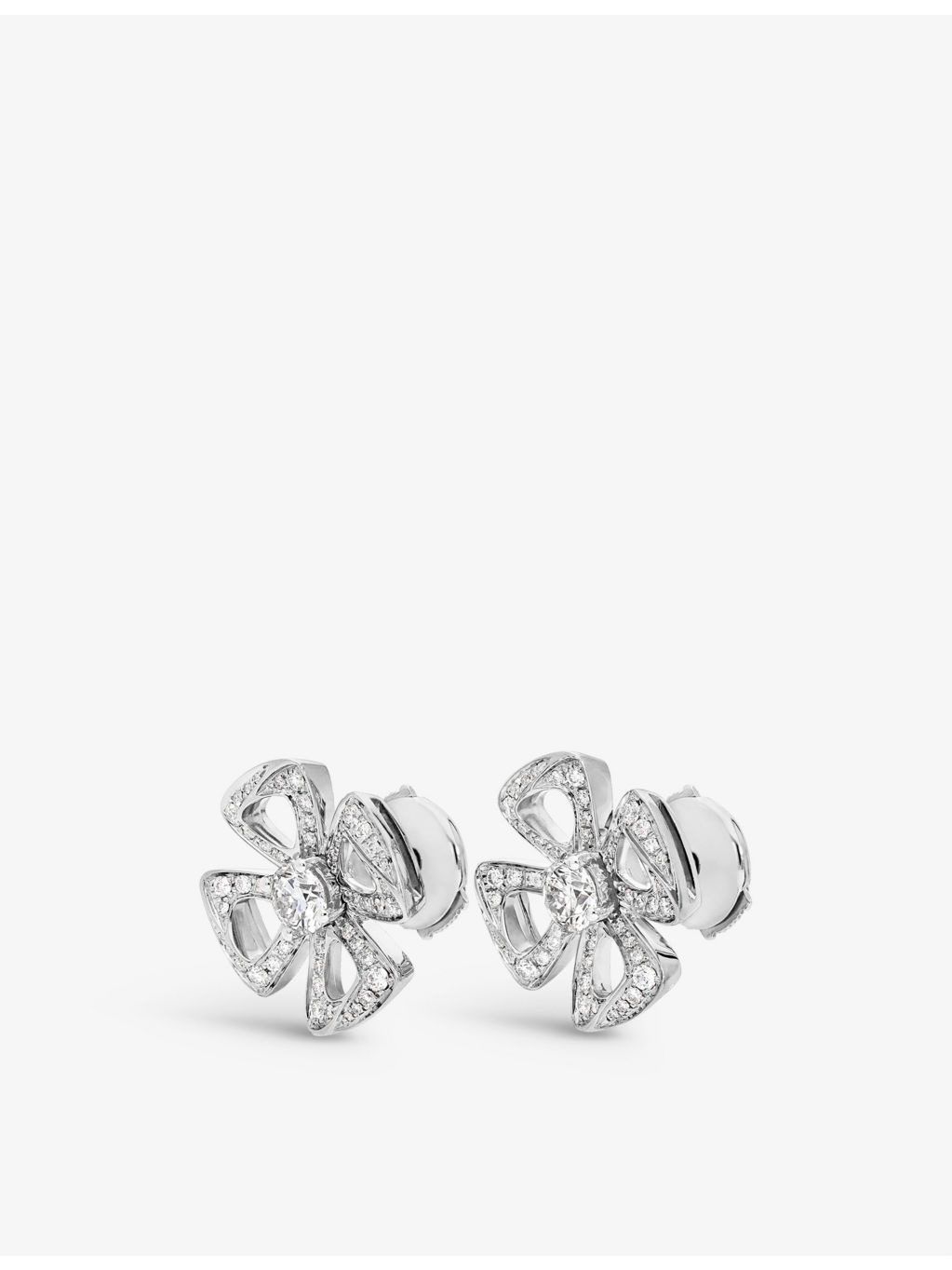 Fiorever 18ct white-gold and diamond stud earrings - 3
