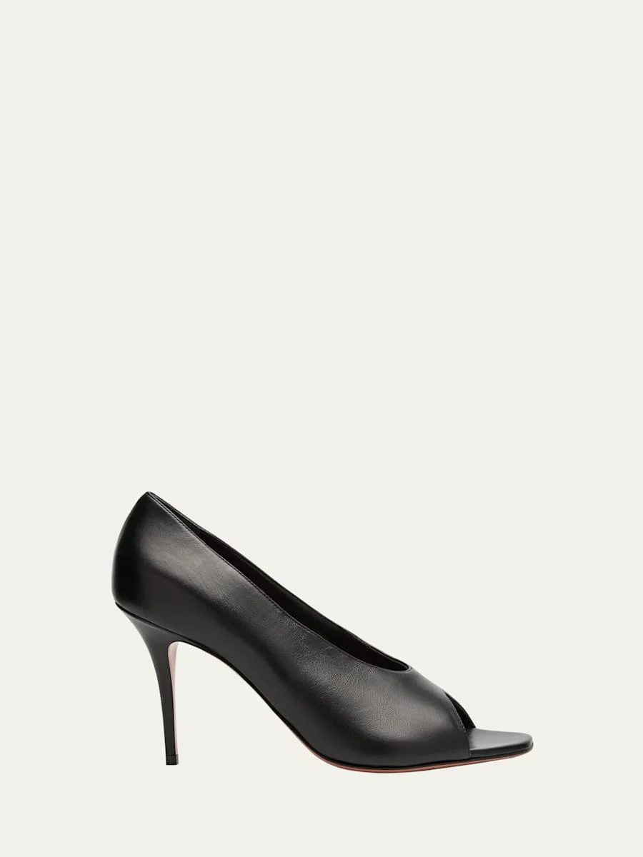 Julianne Peep-Toe Leather Pumps - 1
