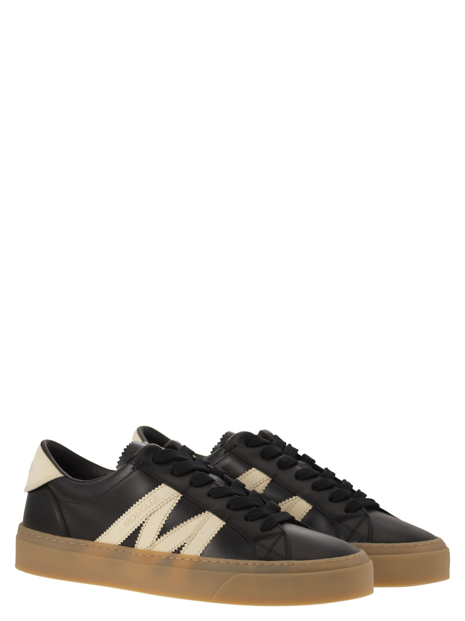 Moncler Men Monaco2 - Leather And Nubuck Sneakers. - 4