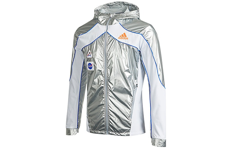 adidas Space Jkt M Casual Running Sports Hooded Jacket Silver GK8816 - 3