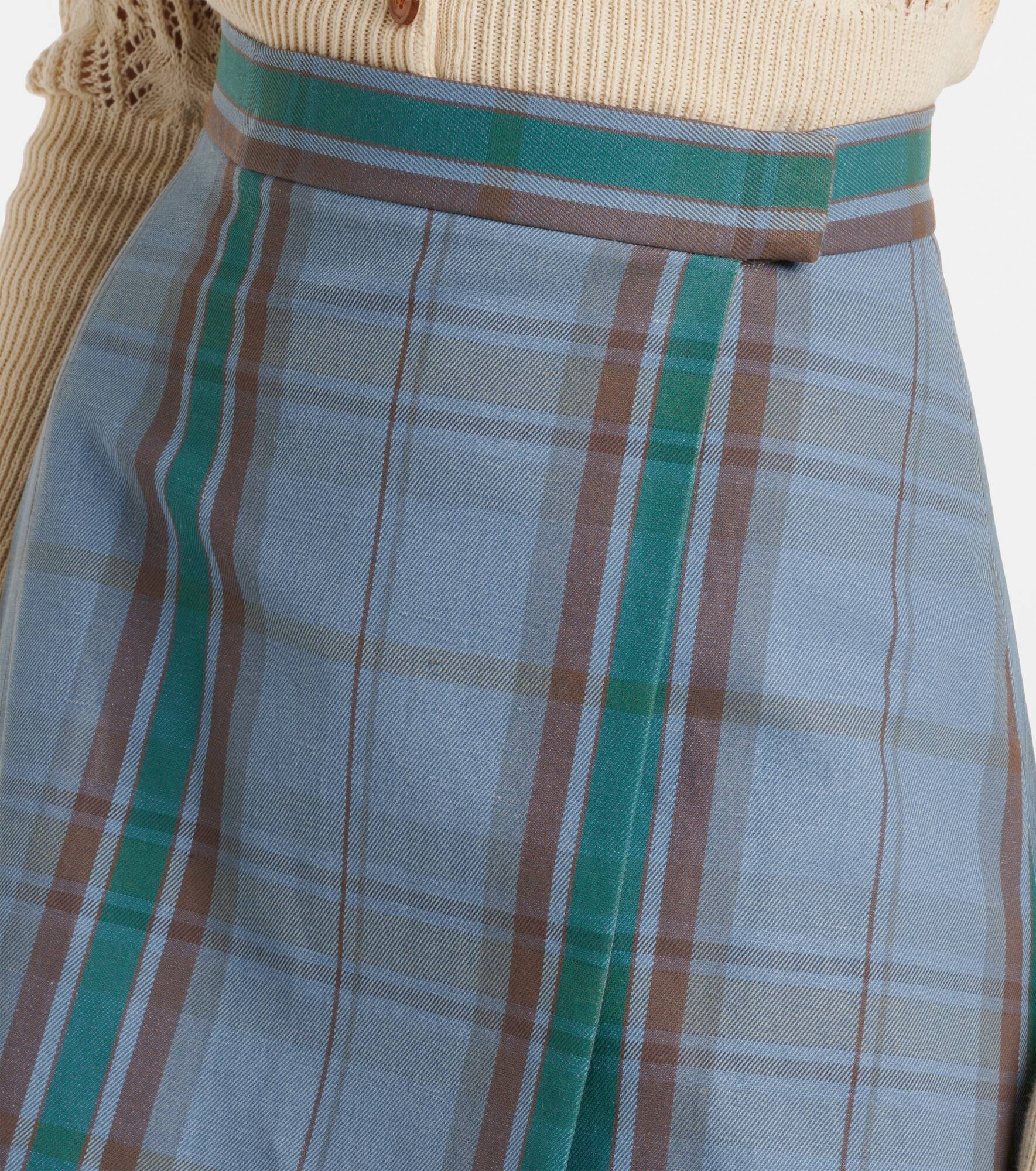 Cut Off tartan cotton and linen miniskirt - 4