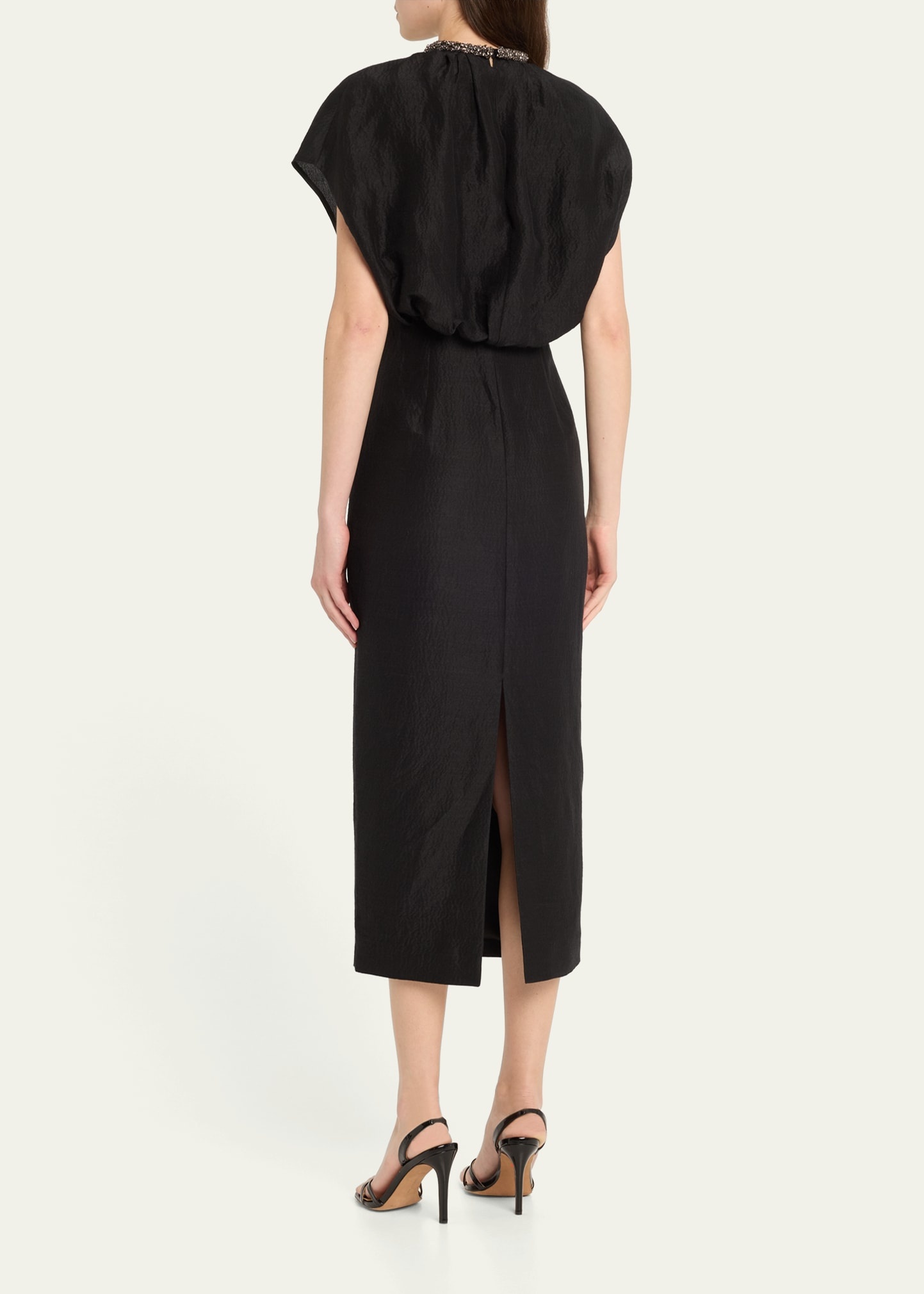 Diamante Neck Midi Dress - 3