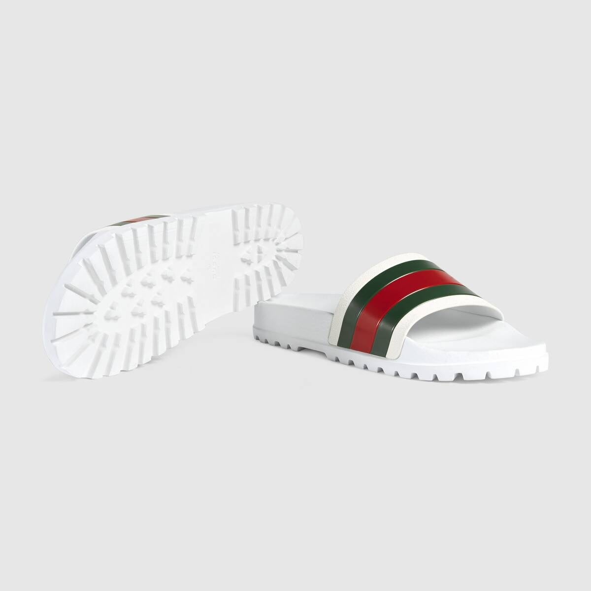Gucci Web Rubber Slide Sandals - 3