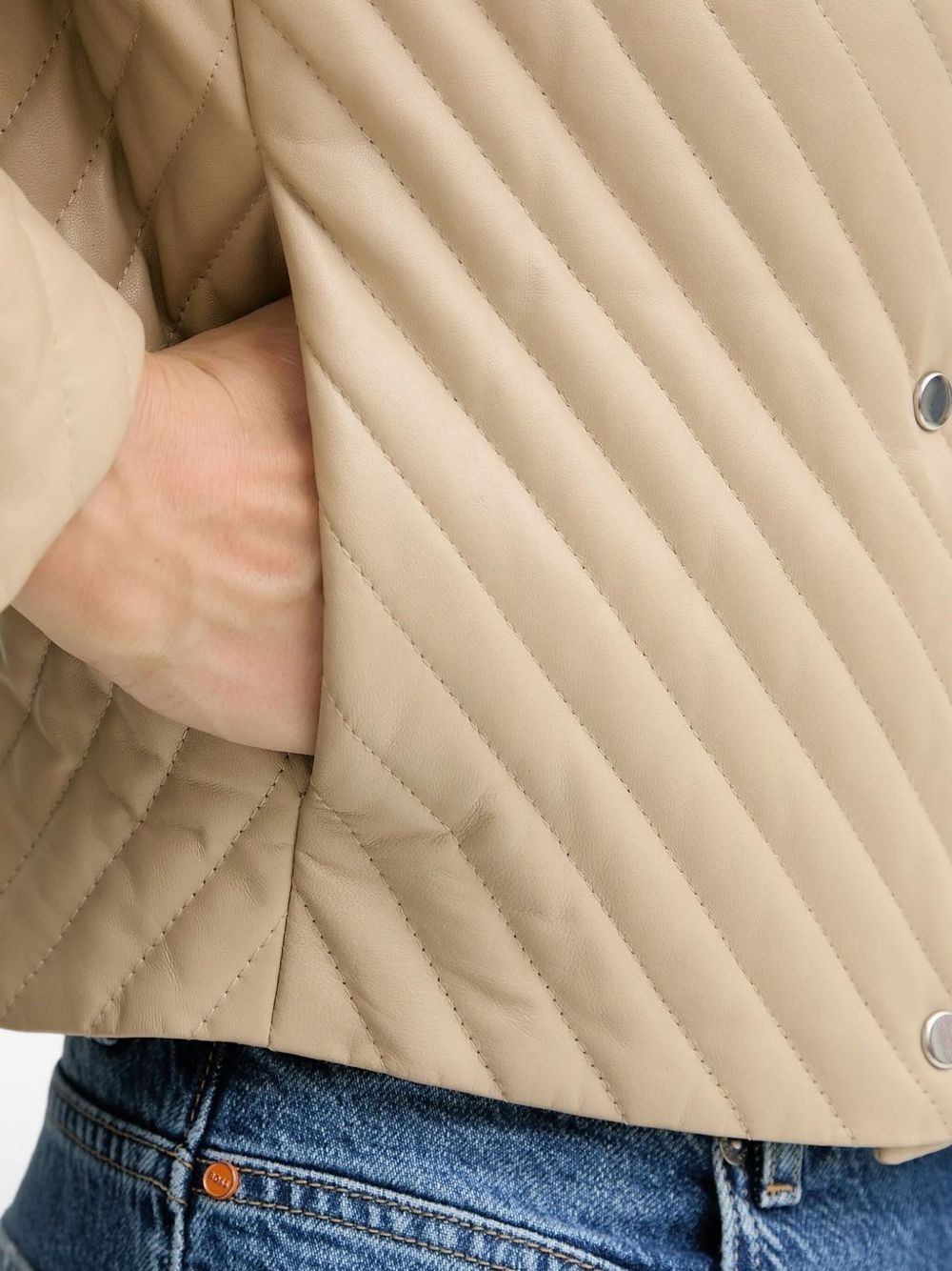 diagonal-quilted leather jacket - 3