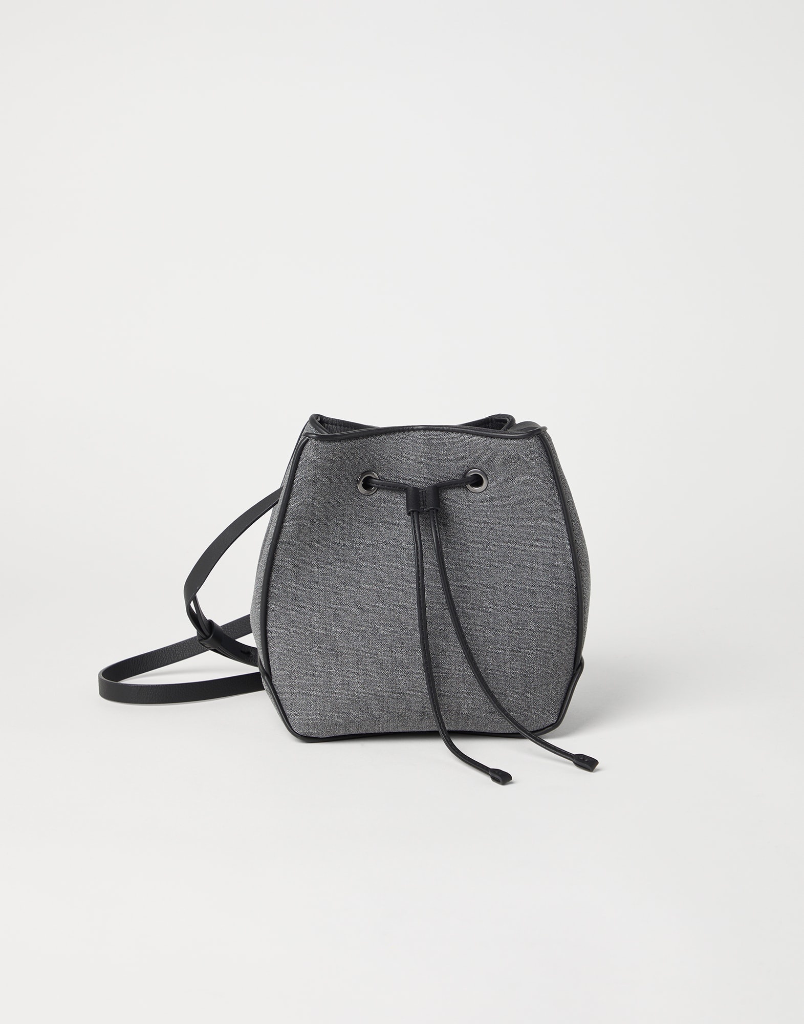 BC Duo small bucket bag in virgin wool canvas with monili - 1