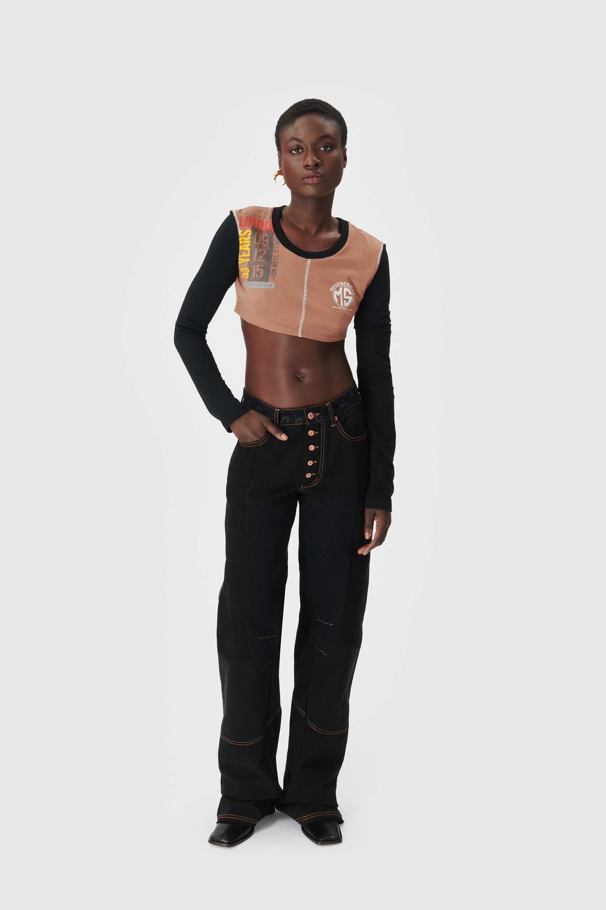 Regenerated Denim Flare Pants - 2