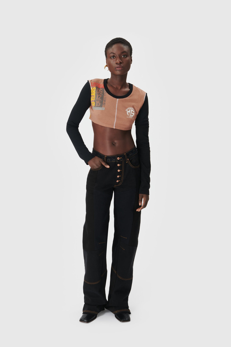 Marine Serre Regenerated Denim Flare Pants outlook